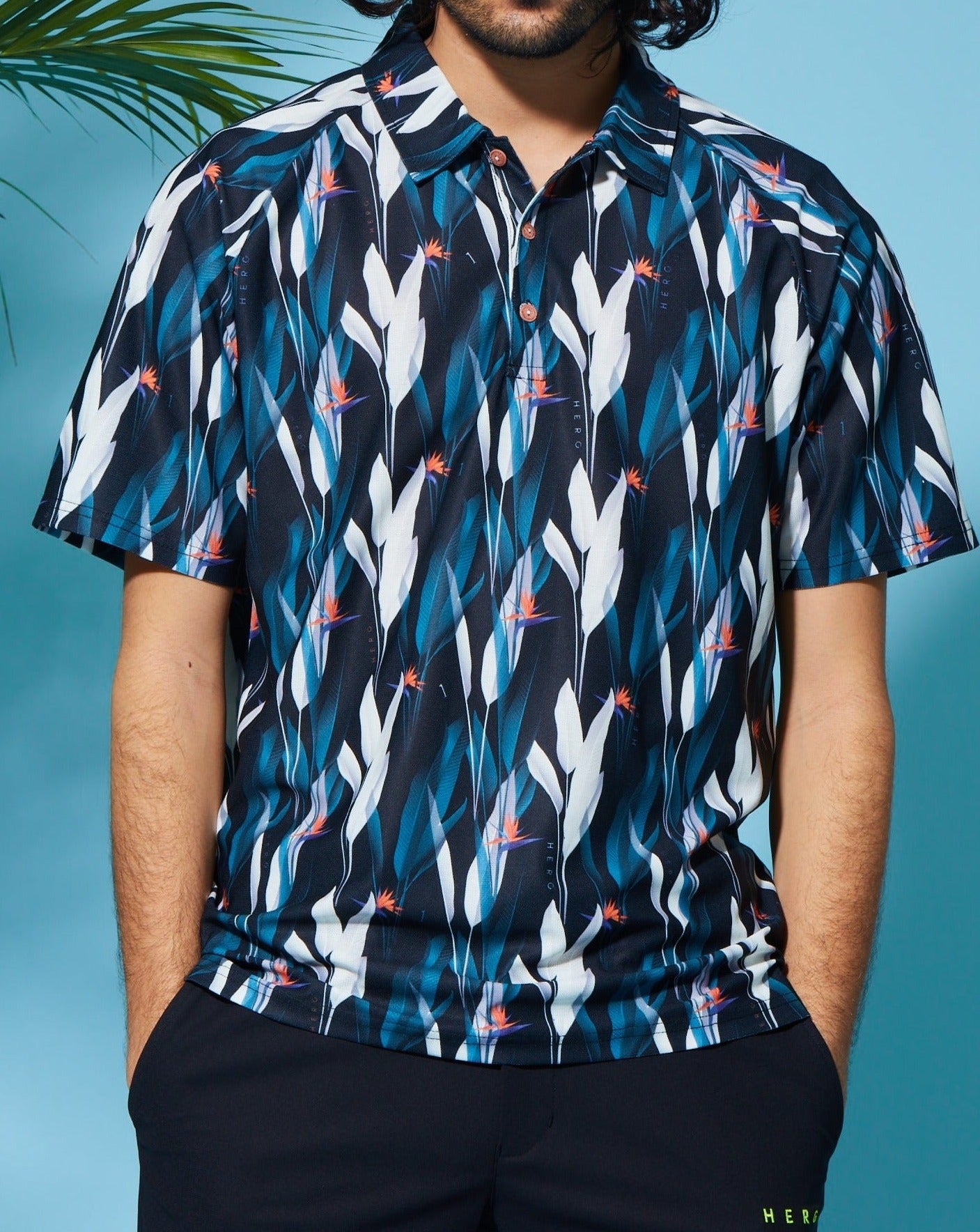 PRINT RESORT RAGLAN POLO/プリントリゾートラグランポロ