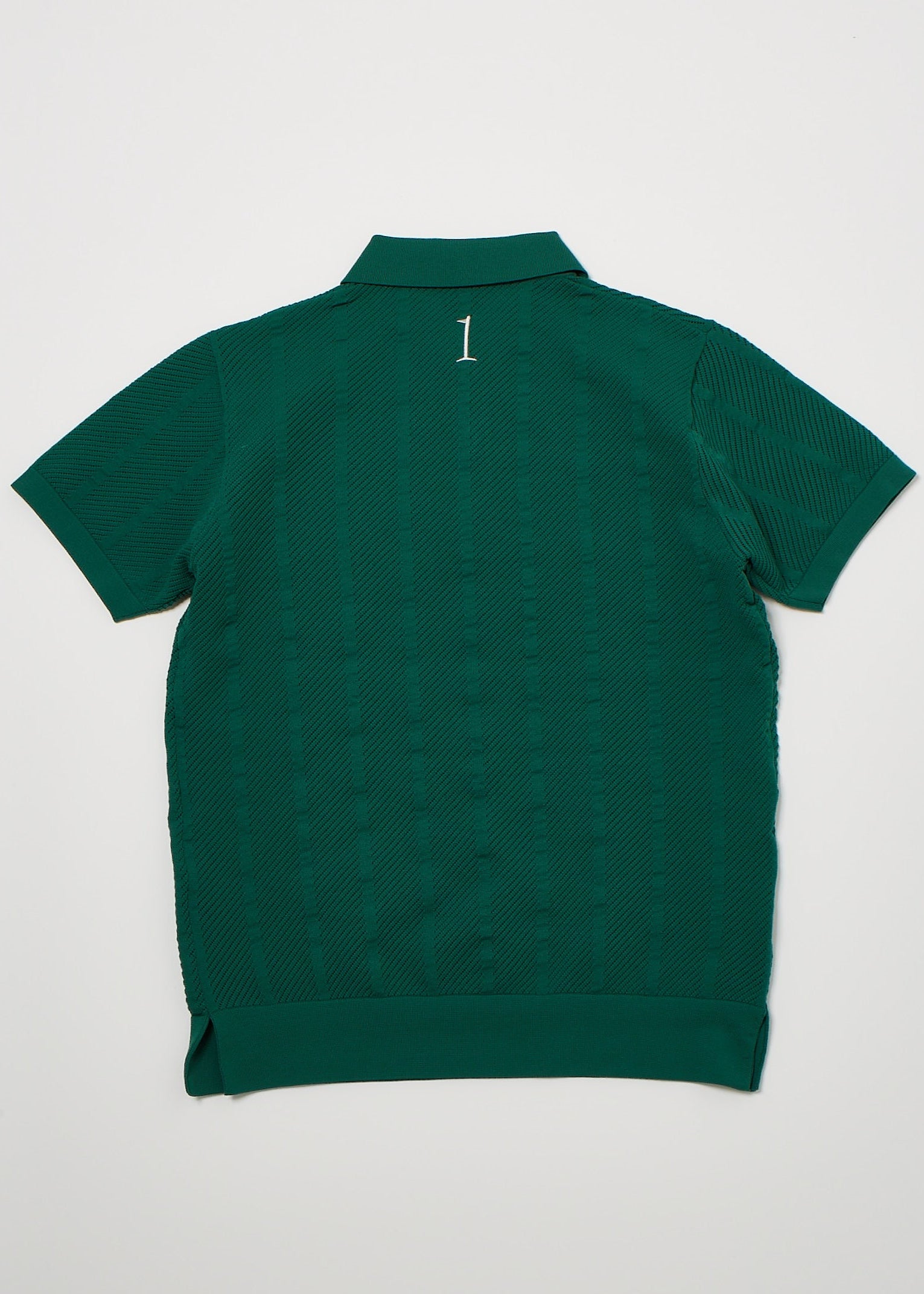 MENS STRIPE MESH KNIT POLO GREEN