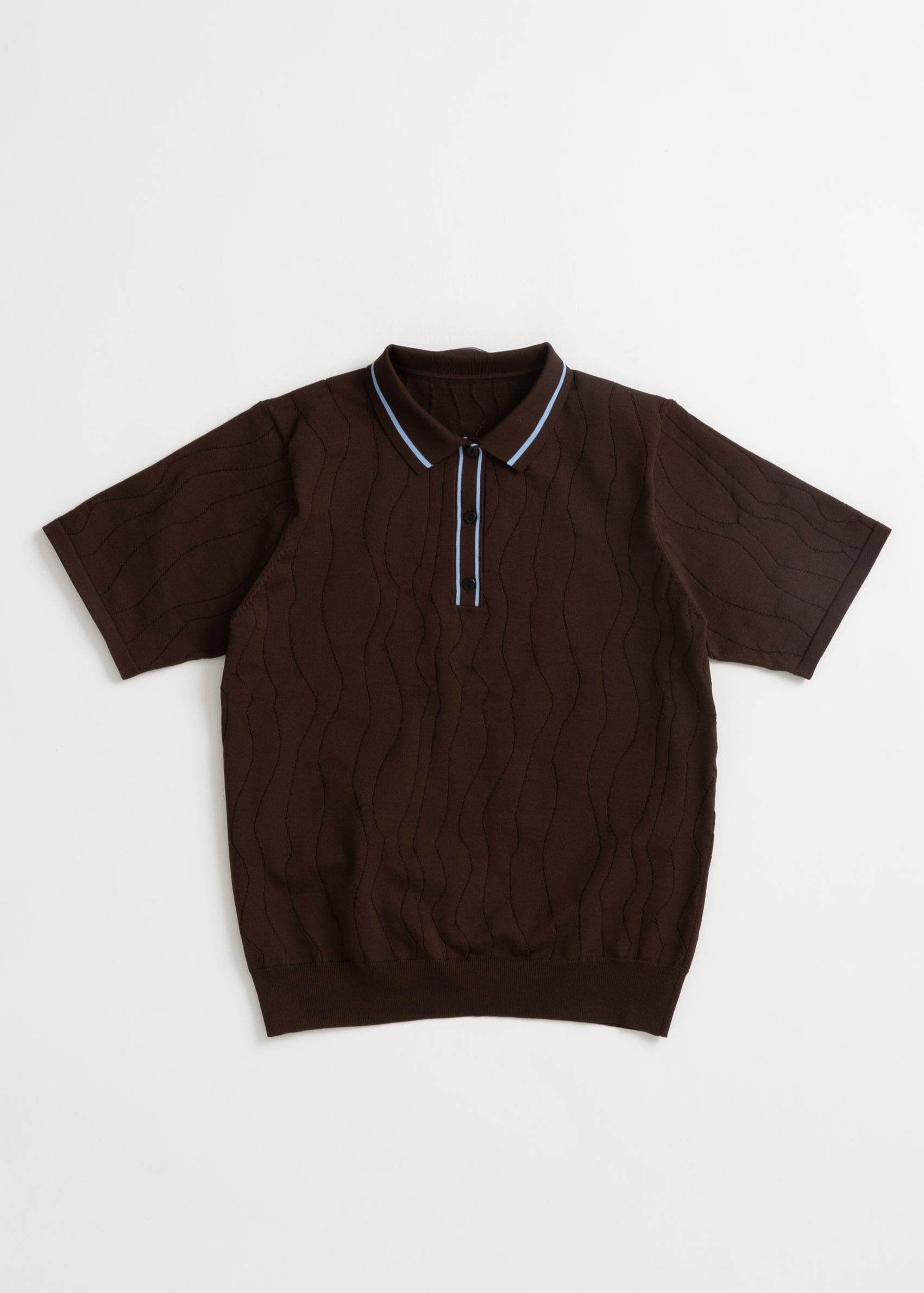 LIGHT WAVY STRIPE KNIT POLO