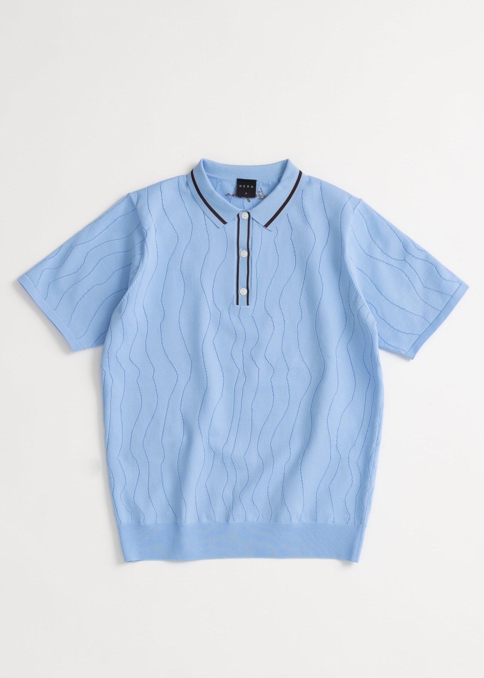 LIGHT WAVY STRIPE KNIT POLO