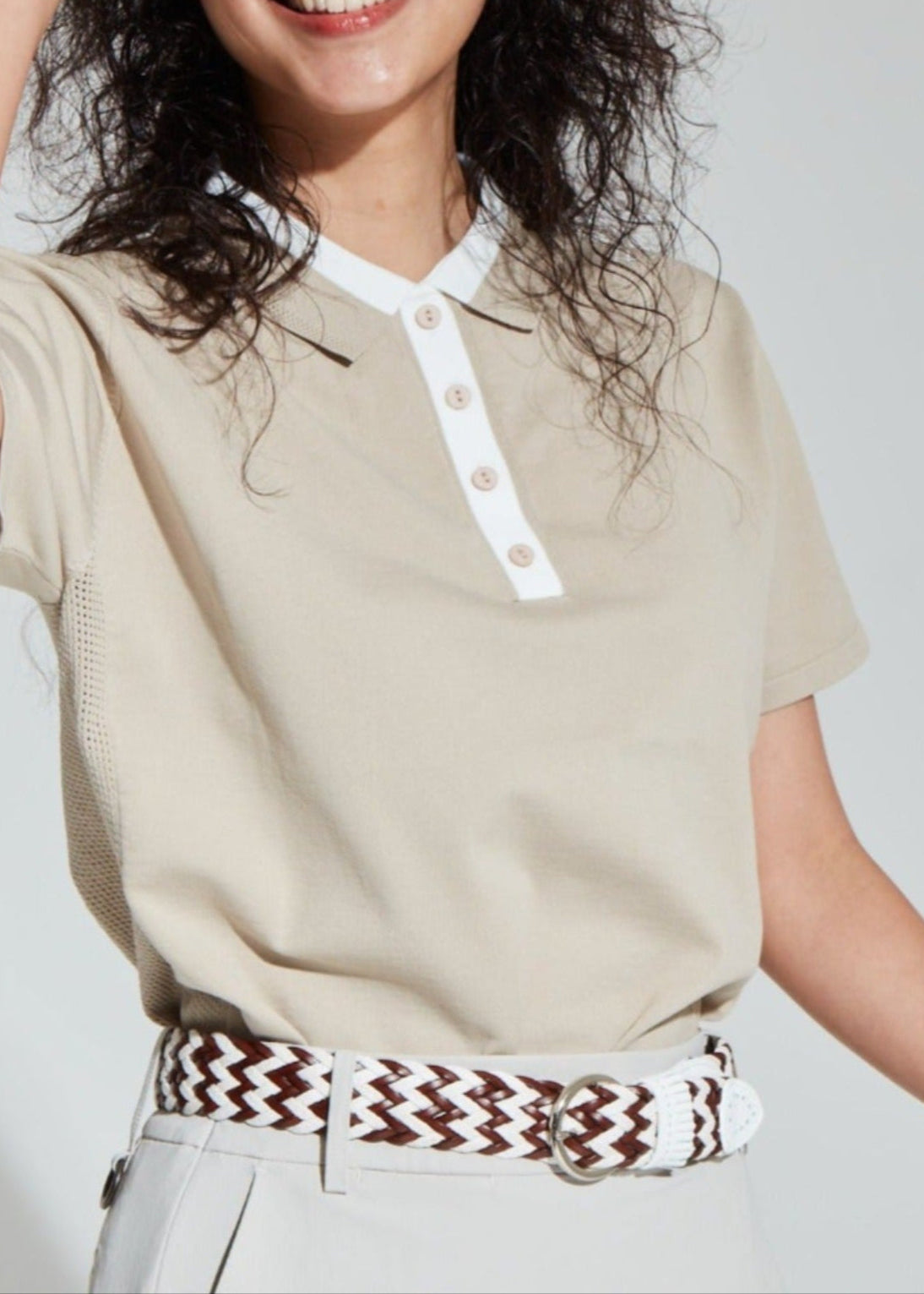 HIBRID MESH KNIT POLO WOMEN