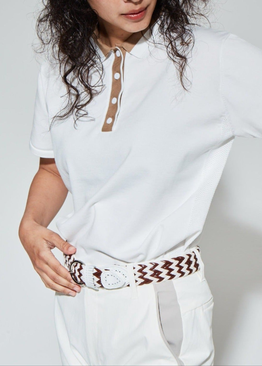 HIBRID MESH KNIT POLO WOMEN