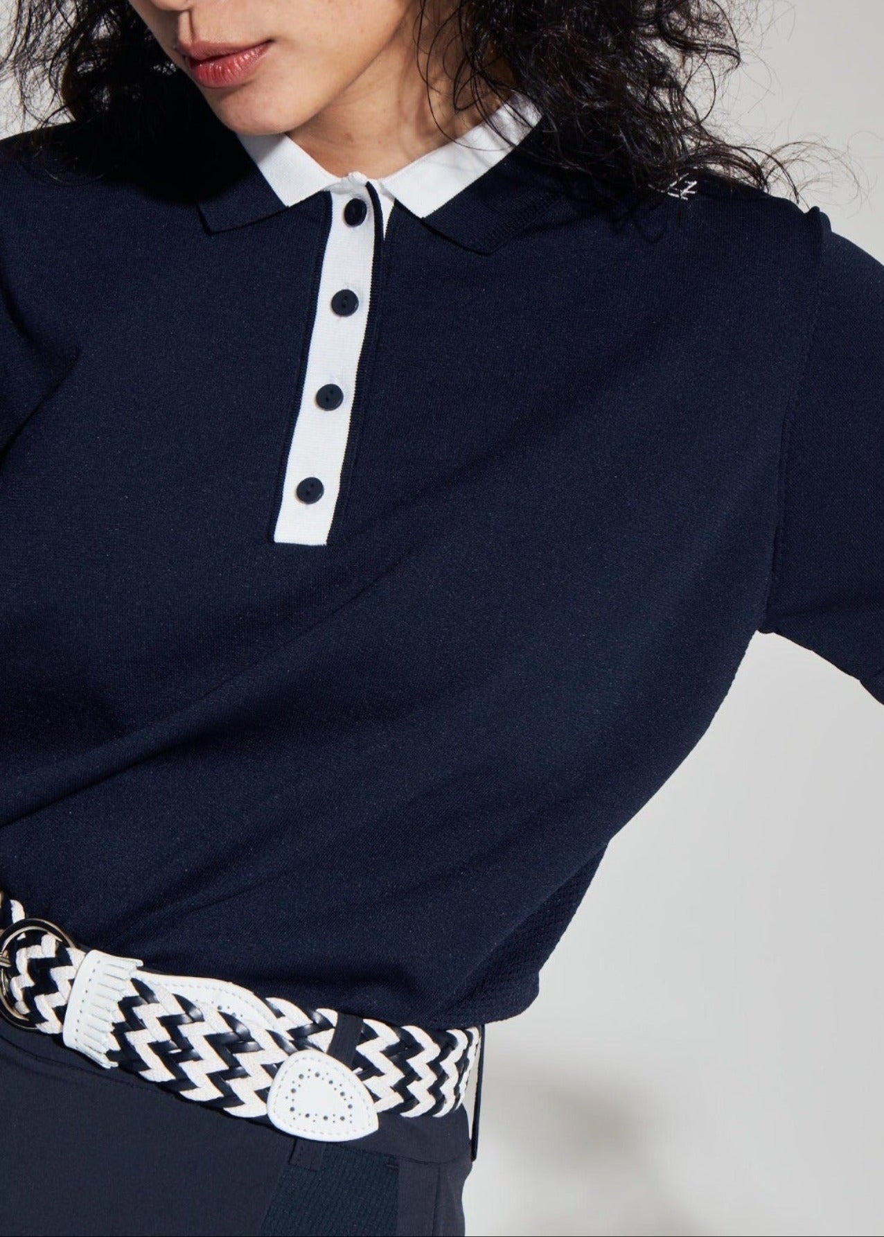 HIBRID MESH KNIT POLO WOMEN
