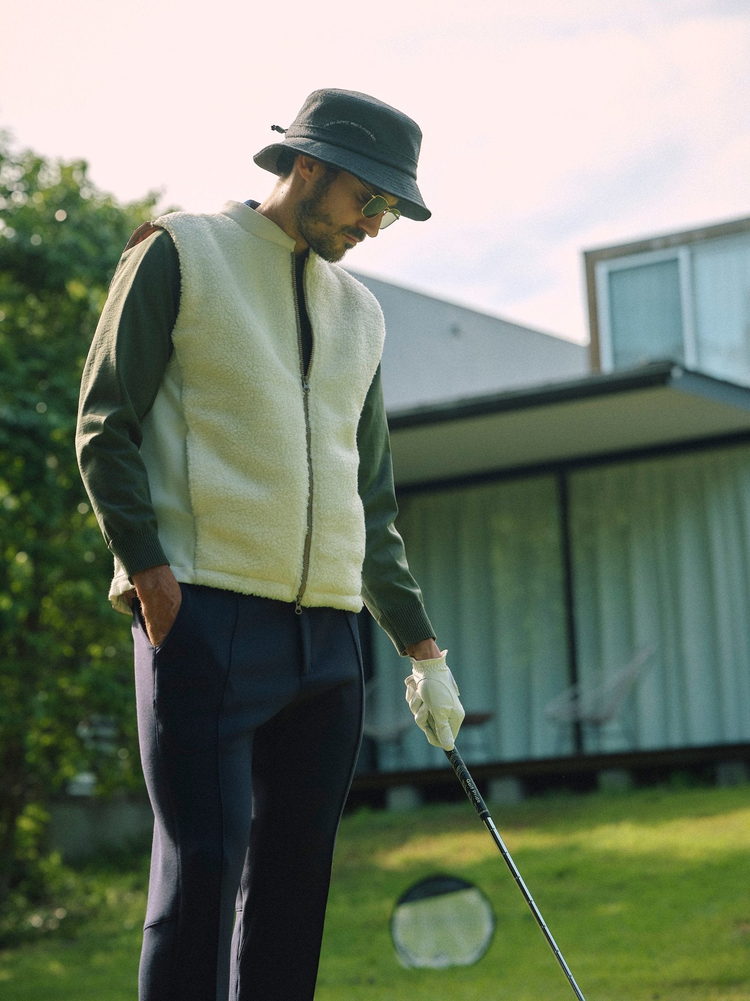 バッククロシェ編みニット・メンズ