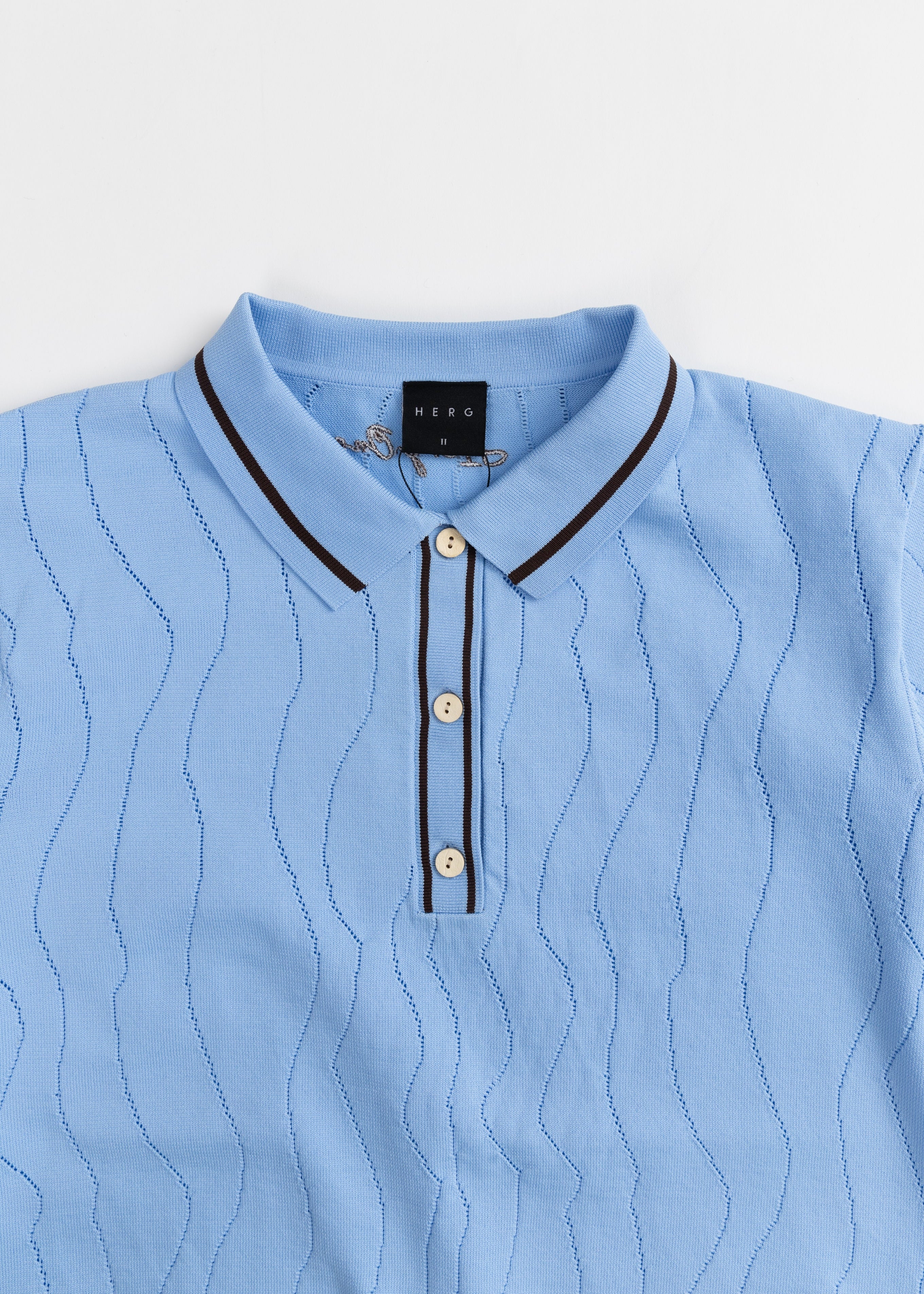 LIGHT WAVY STRIPE KNIT POLO