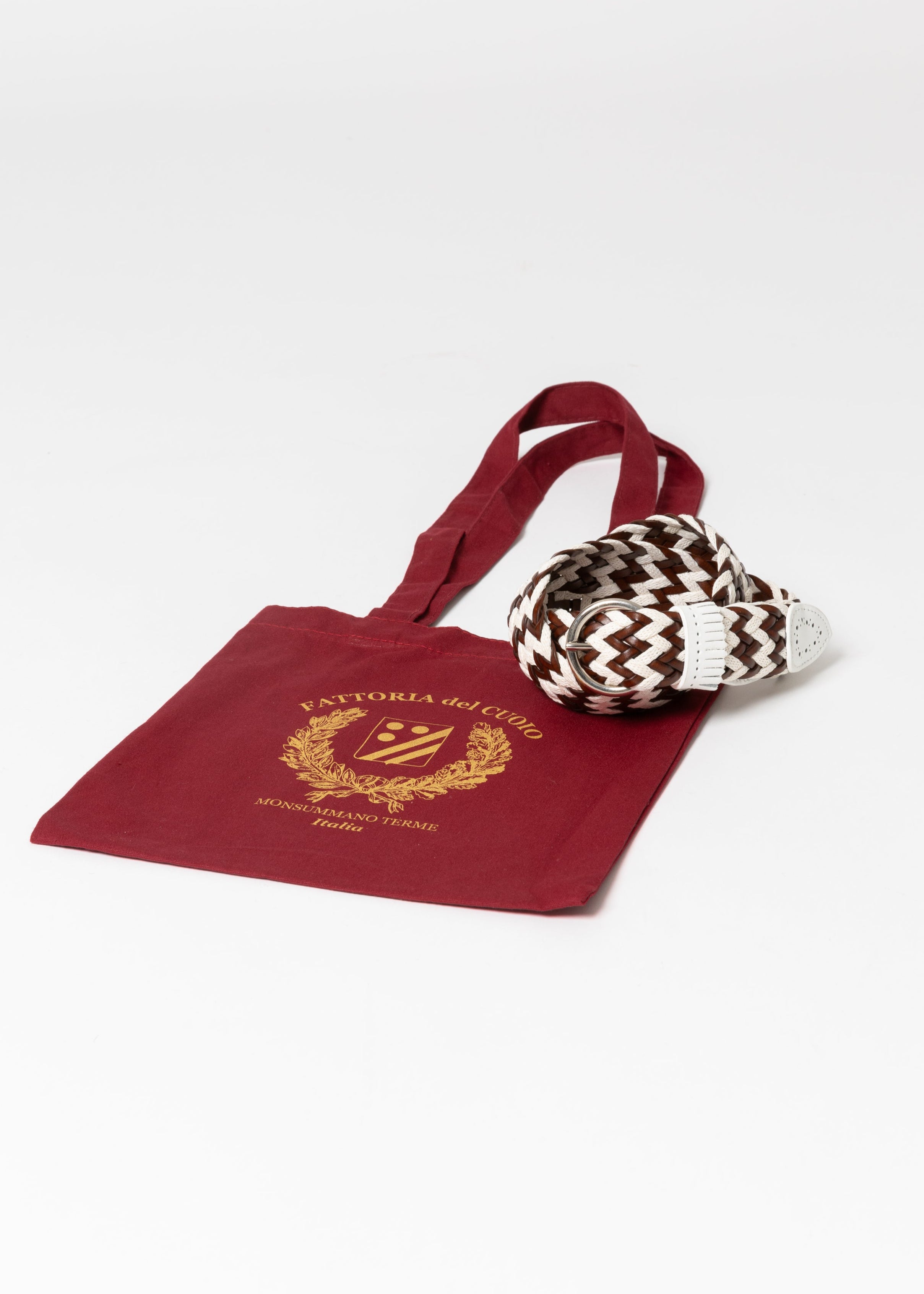 WHITE LEATHER COTTON MESH BELT FRINGE