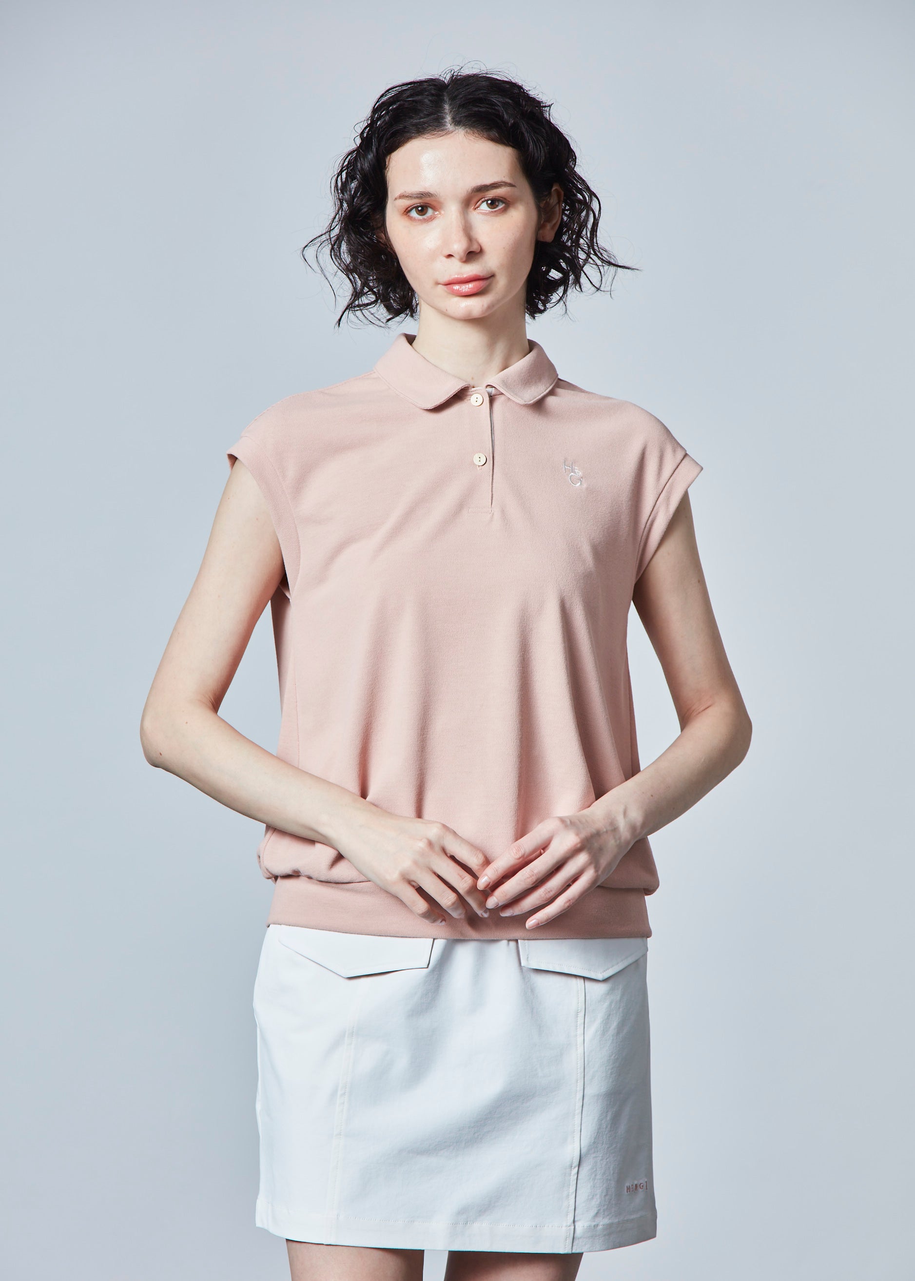 【NEW】フレンチスリーブコットンライクポロ