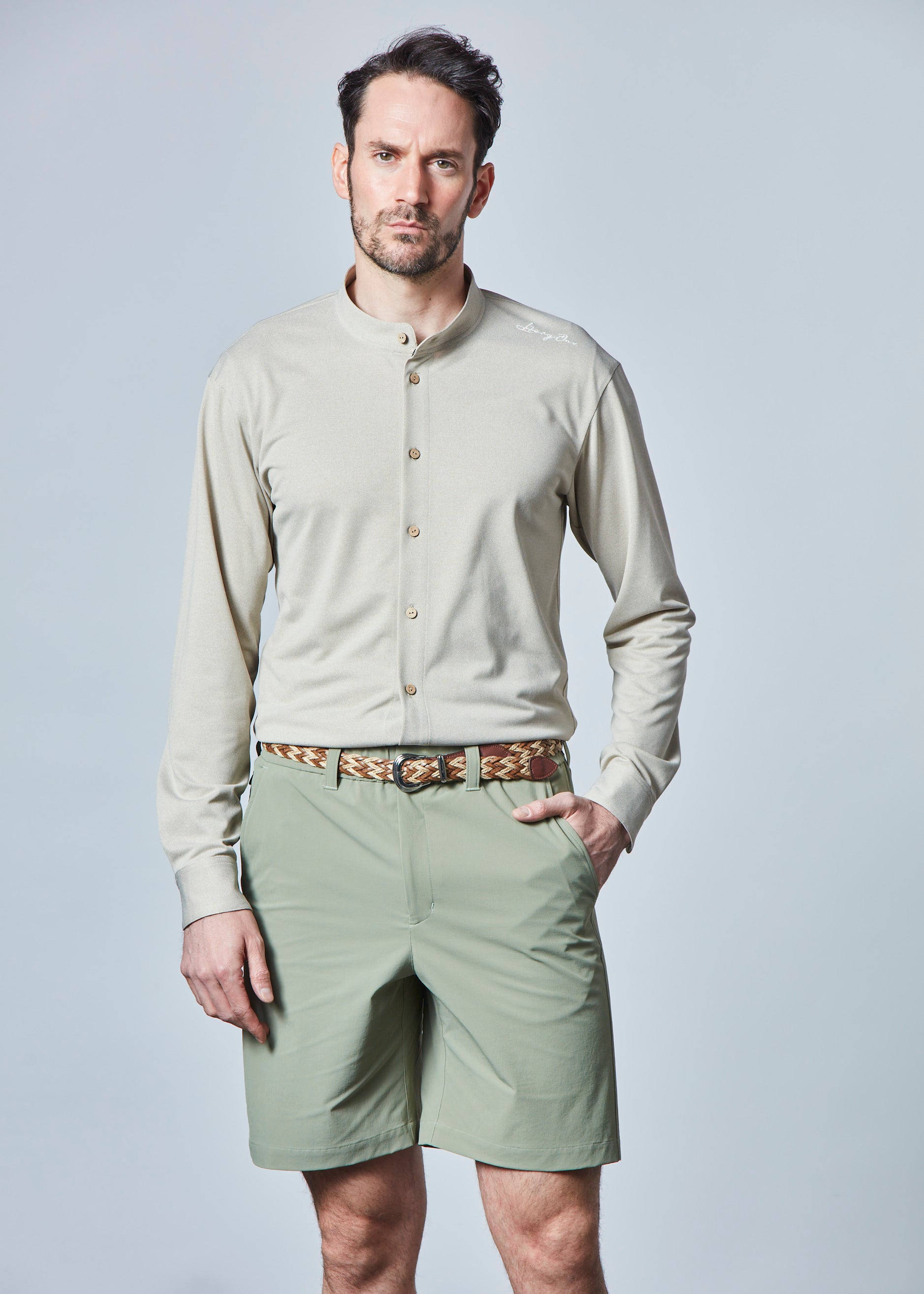 【NEW】スタンドカラー長袖シャツ