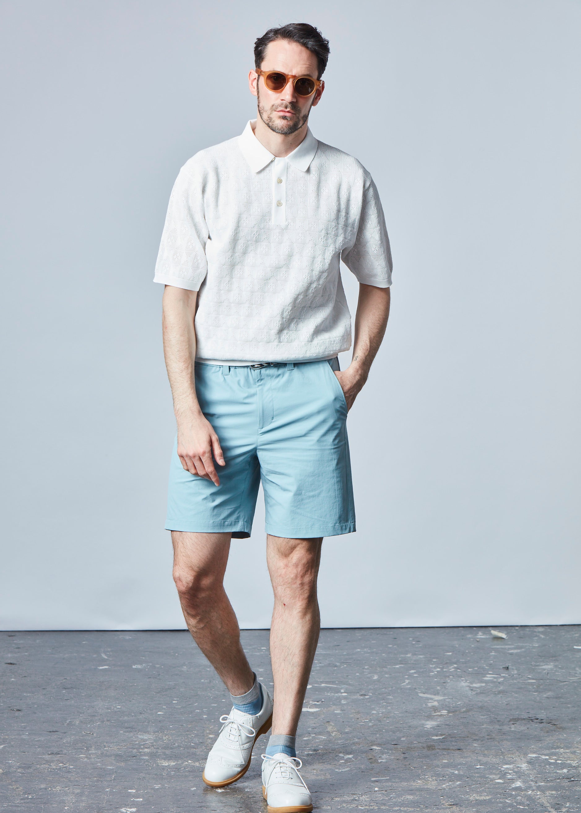 【NEW】ジャガードメッシュニットポロ