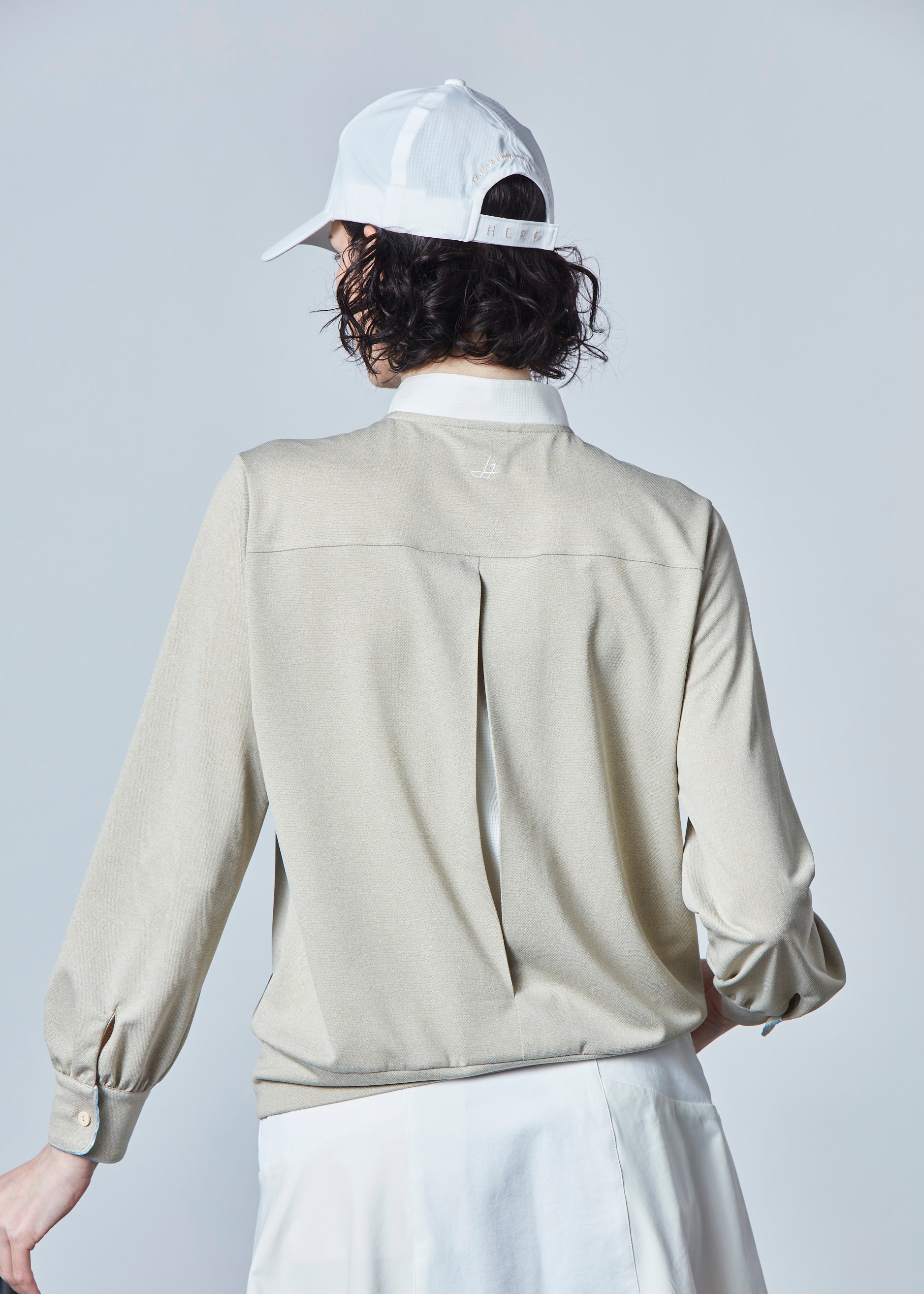 【NEW】スタンドカラーピケポロブラウス