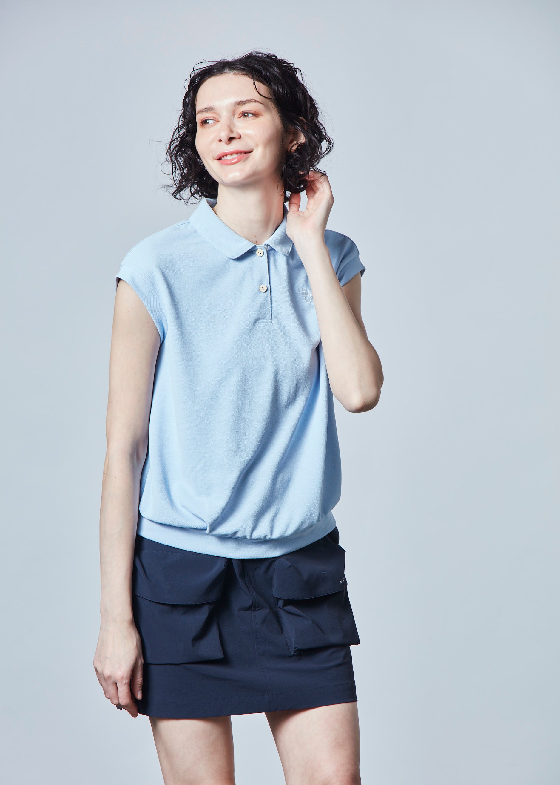 【NEW】フレンチスリーブコットンライクポロ