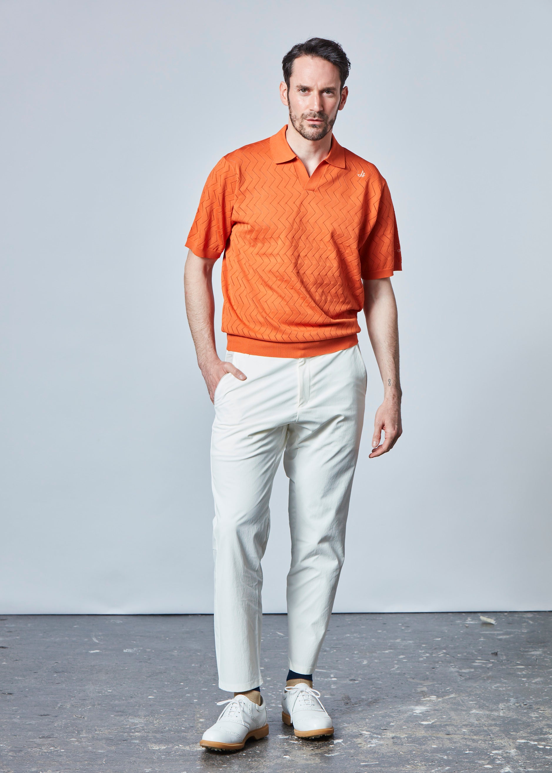 【NEW】スキッパーメッシュニットポロ