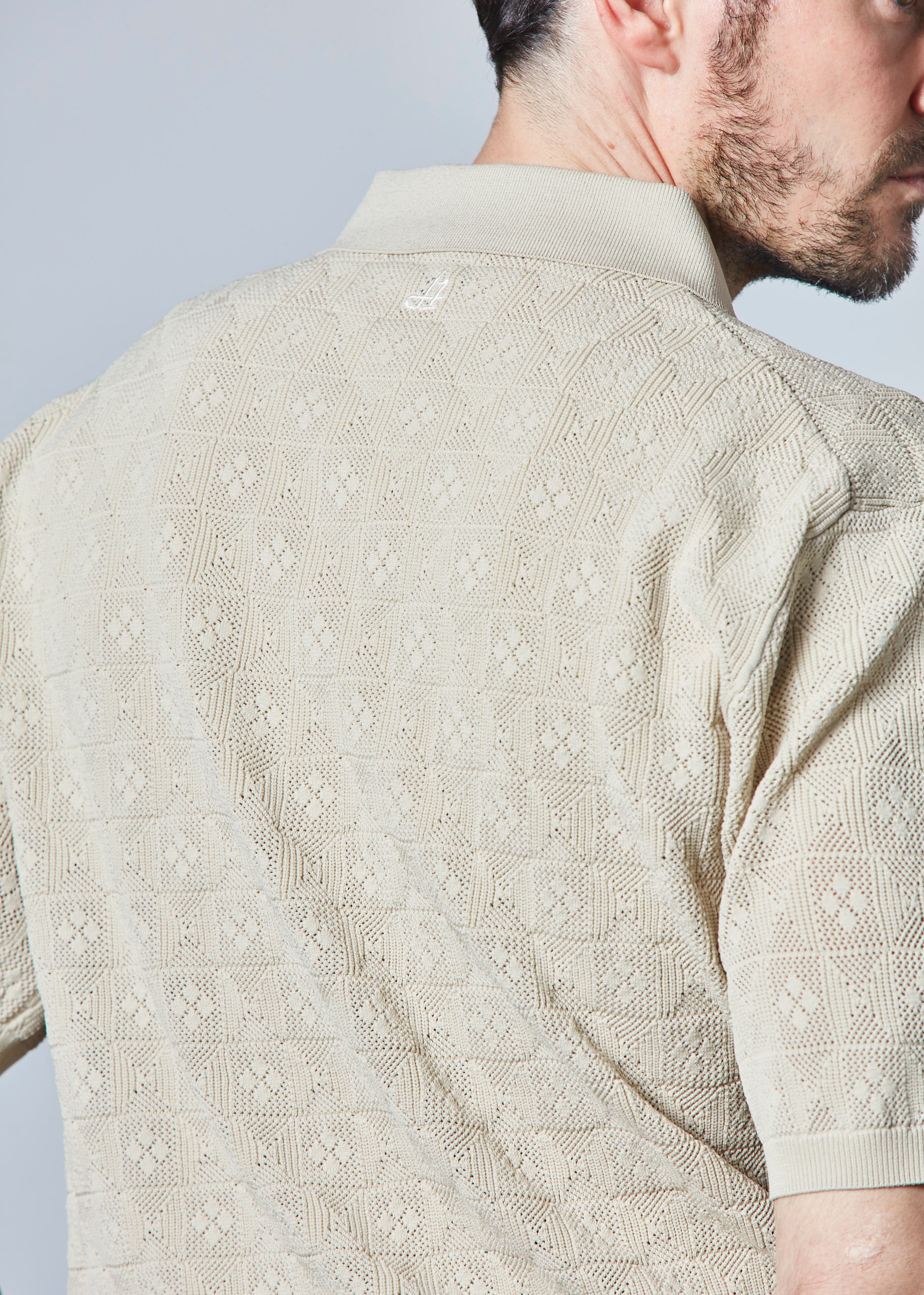 【NEW】ジャガードメッシュニットポロ