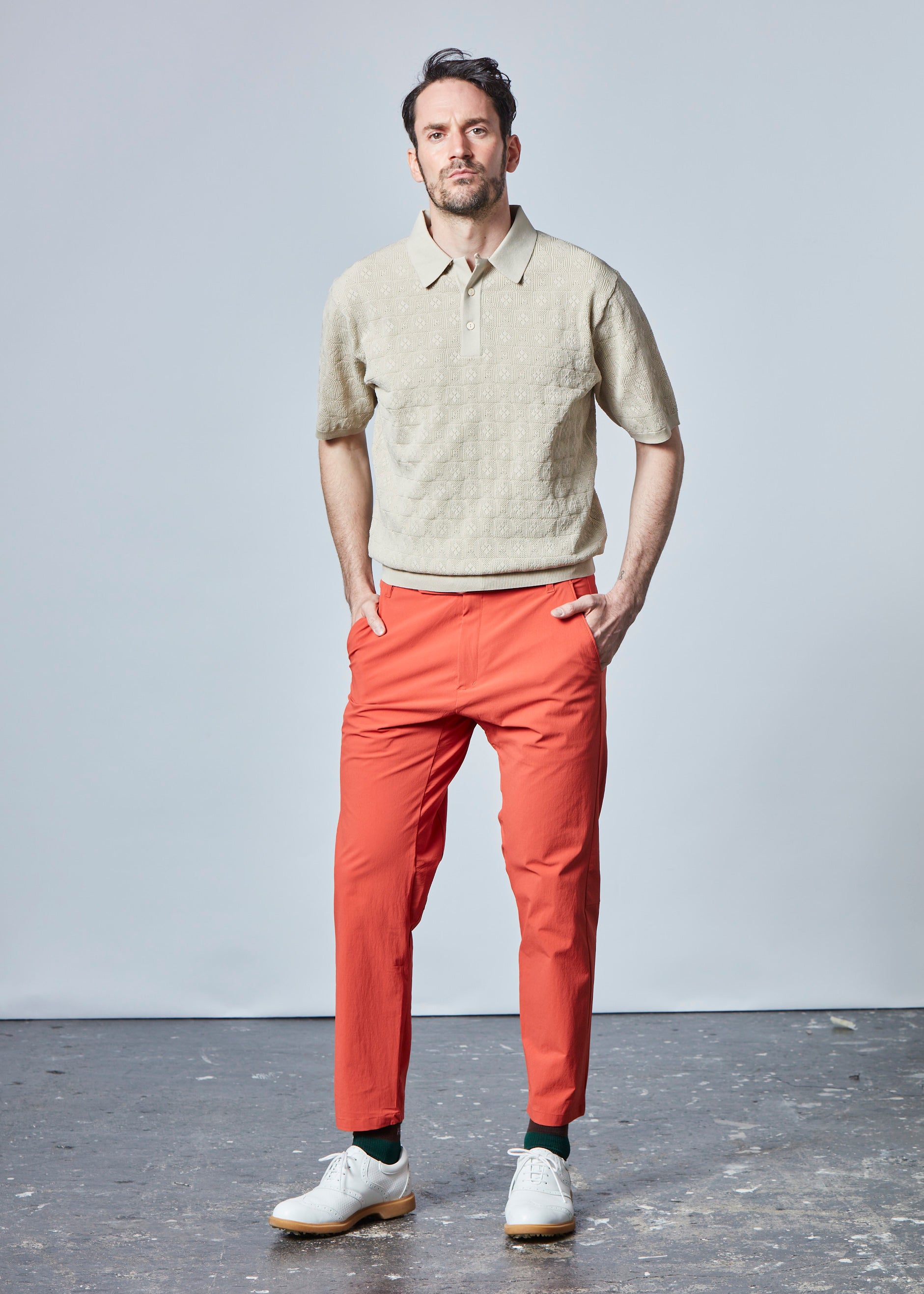 【NEW】ジャガードメッシュニットポロ