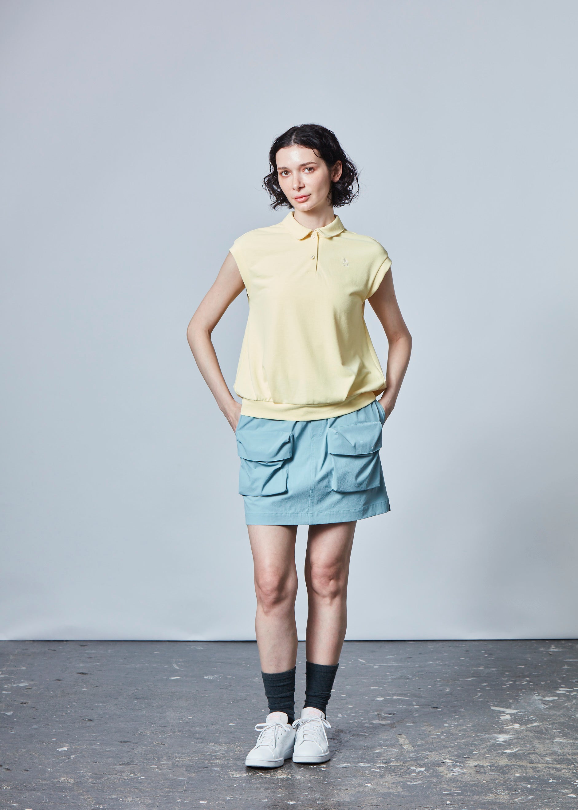 【NEW】フレンチスリーブコットンライクポロ