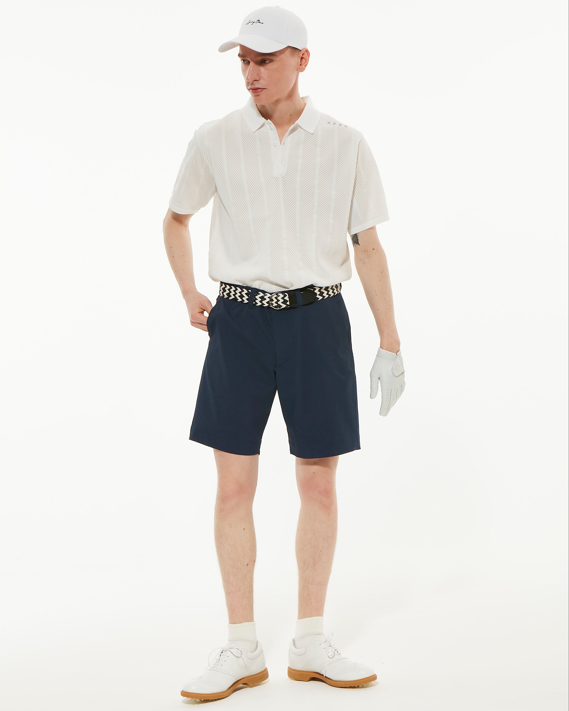 STRIPE MESH KNIT POLO