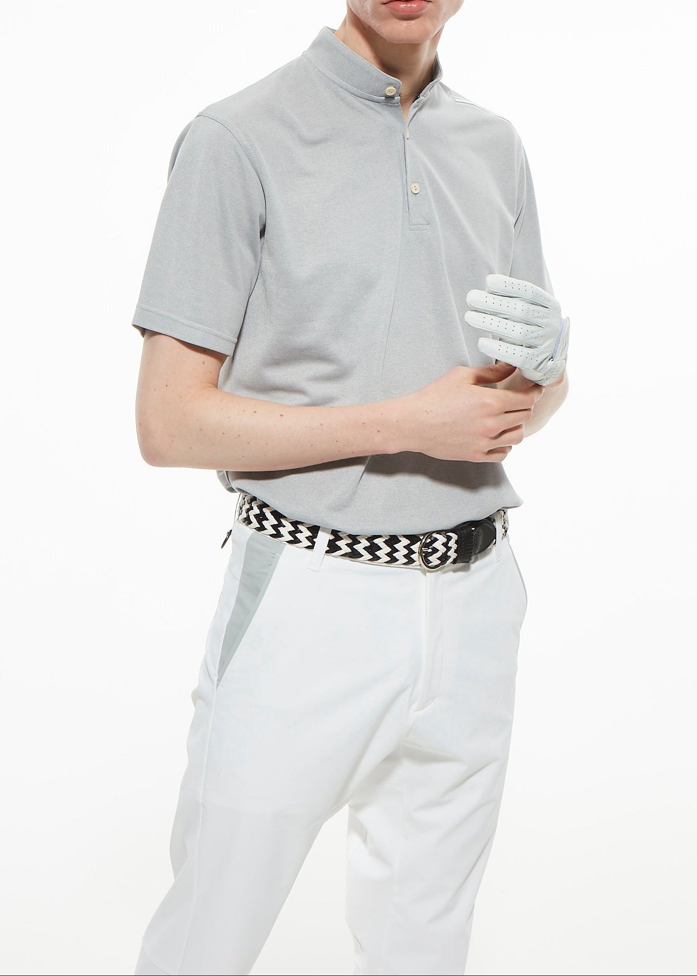 STAND COLLOR &THREE-LINE H EMBROIDERY POLO