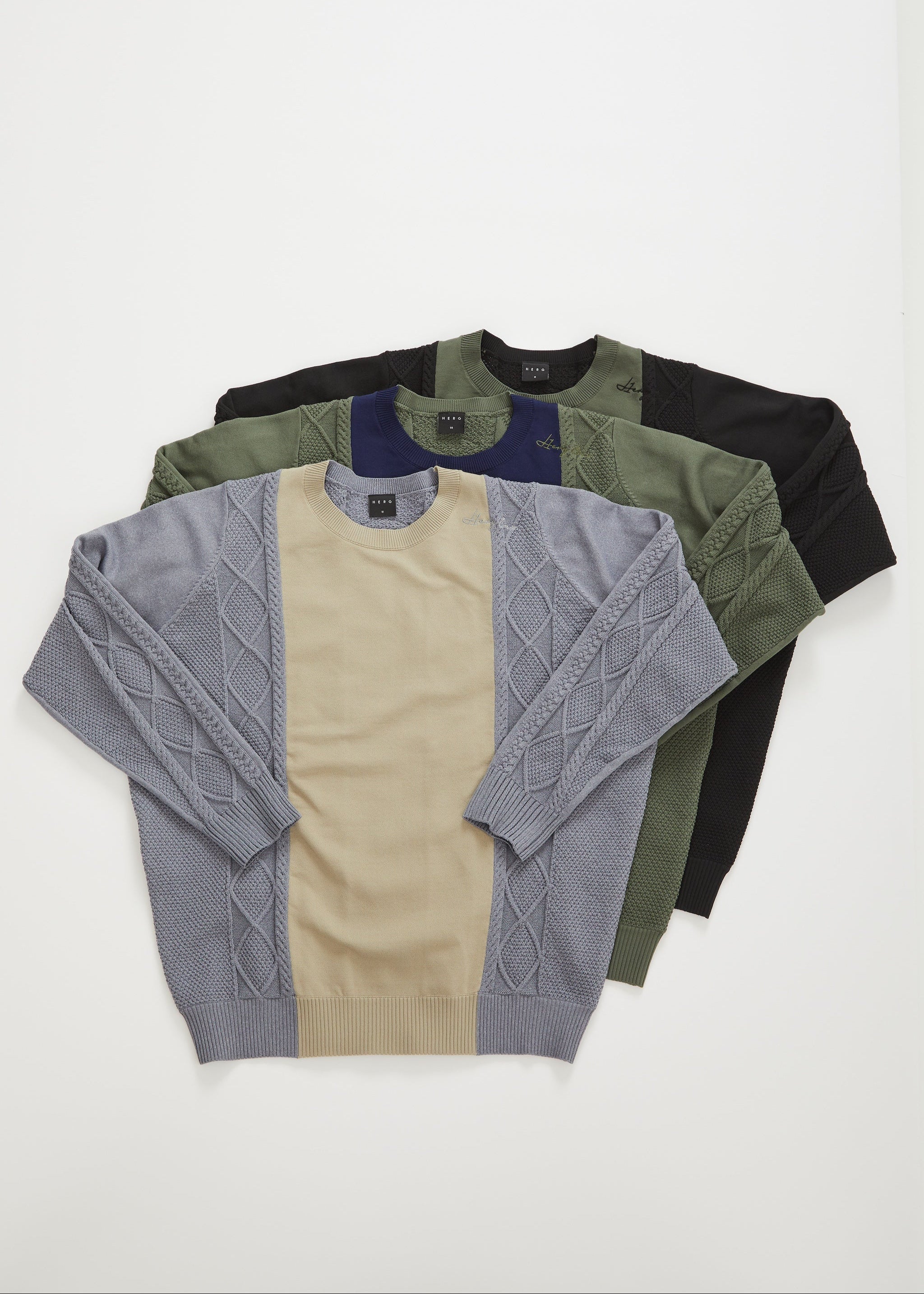 ケーブルニットMIXクルーネック・ウィメンズ