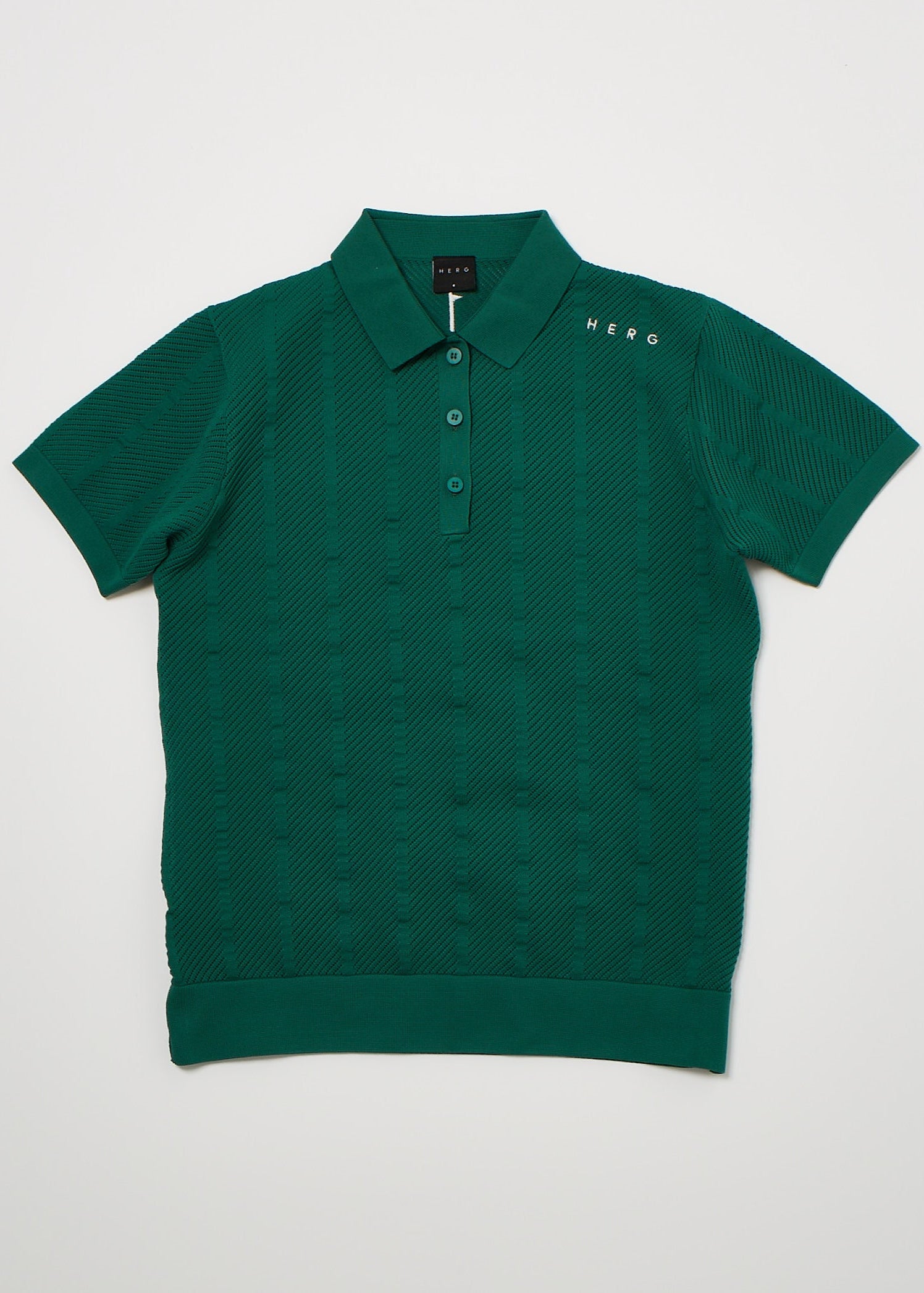 【在庫僅か】STRIPE MESH KNIT POLO/ストライプメッシュニットポロ　レディース