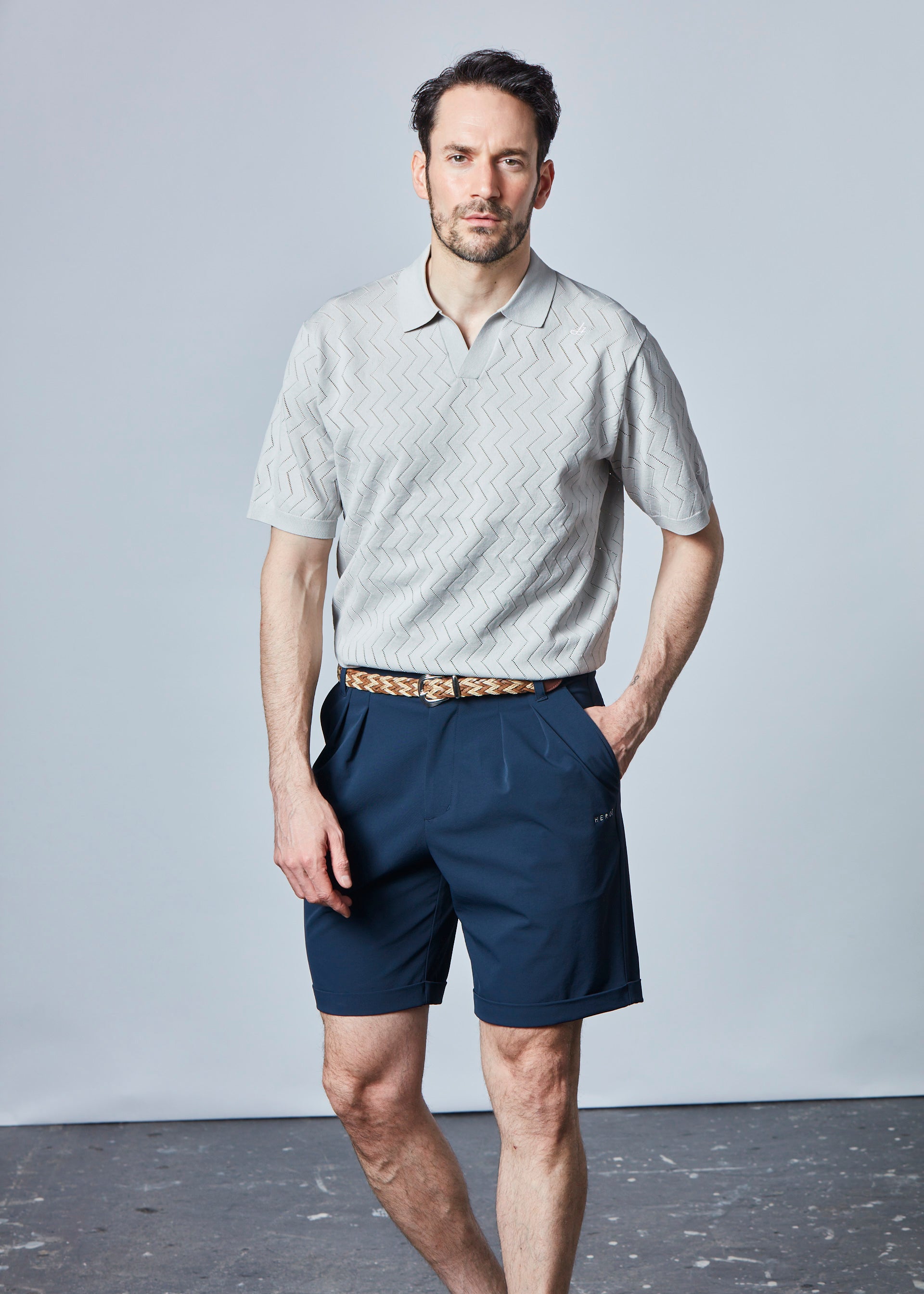 【NEW】スキッパーメッシュニットポロ