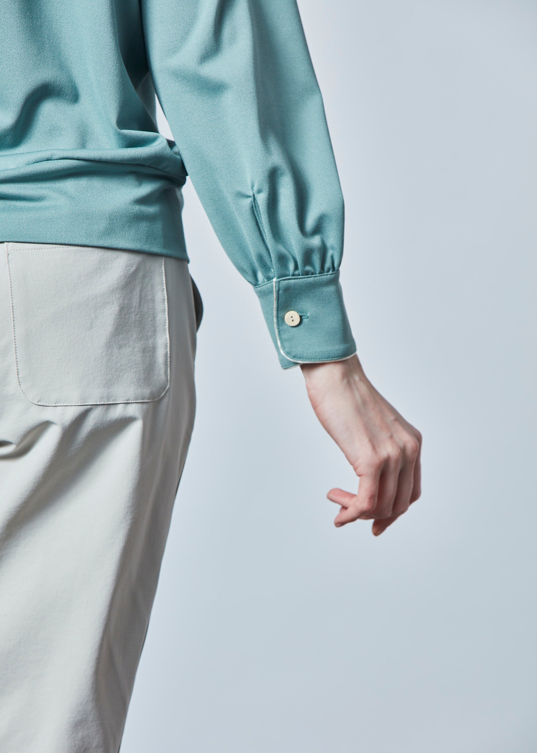 【NEW】スタンドカラーピケポロブラウス