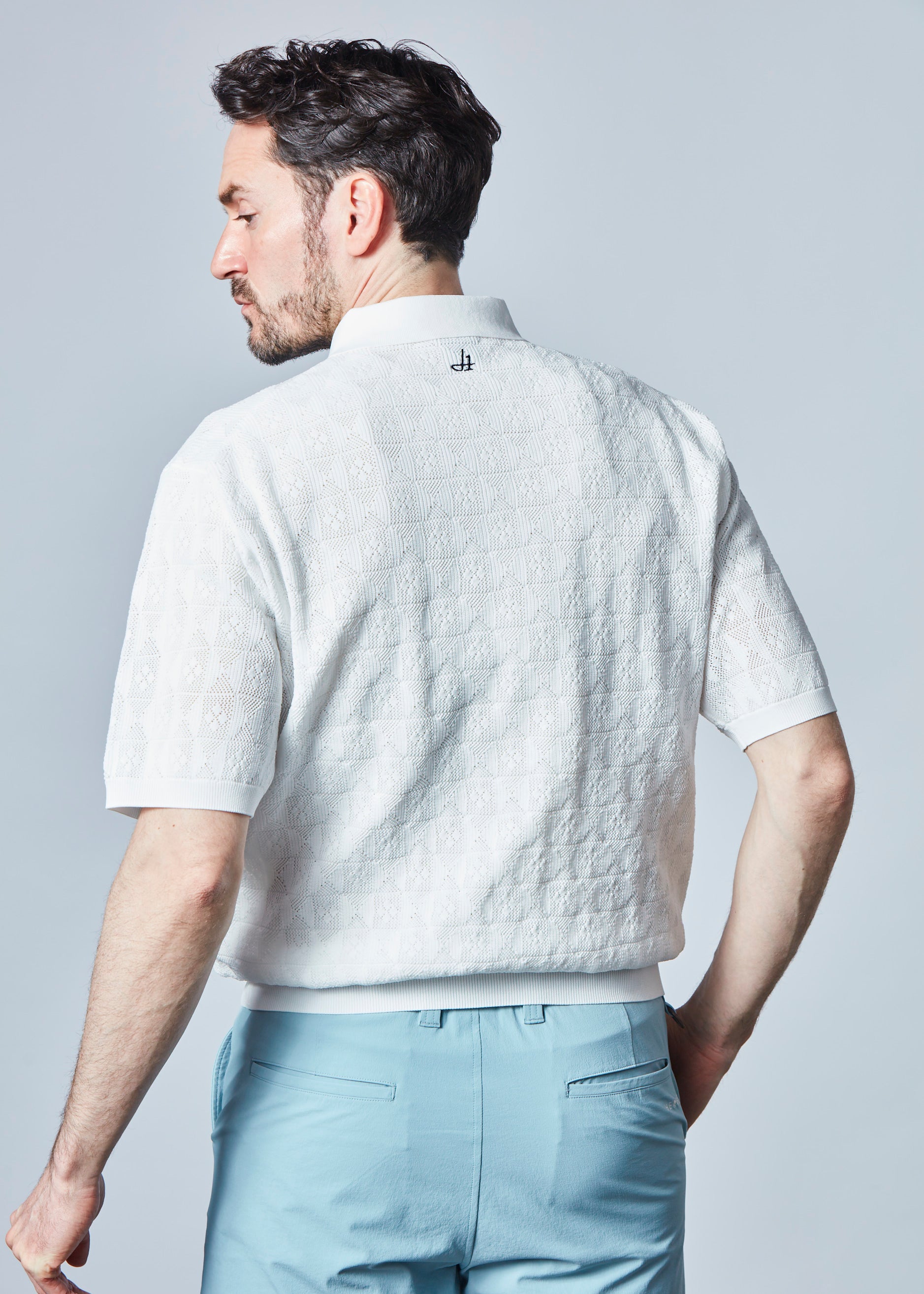 【NEW】ジャガードメッシュニットポロ