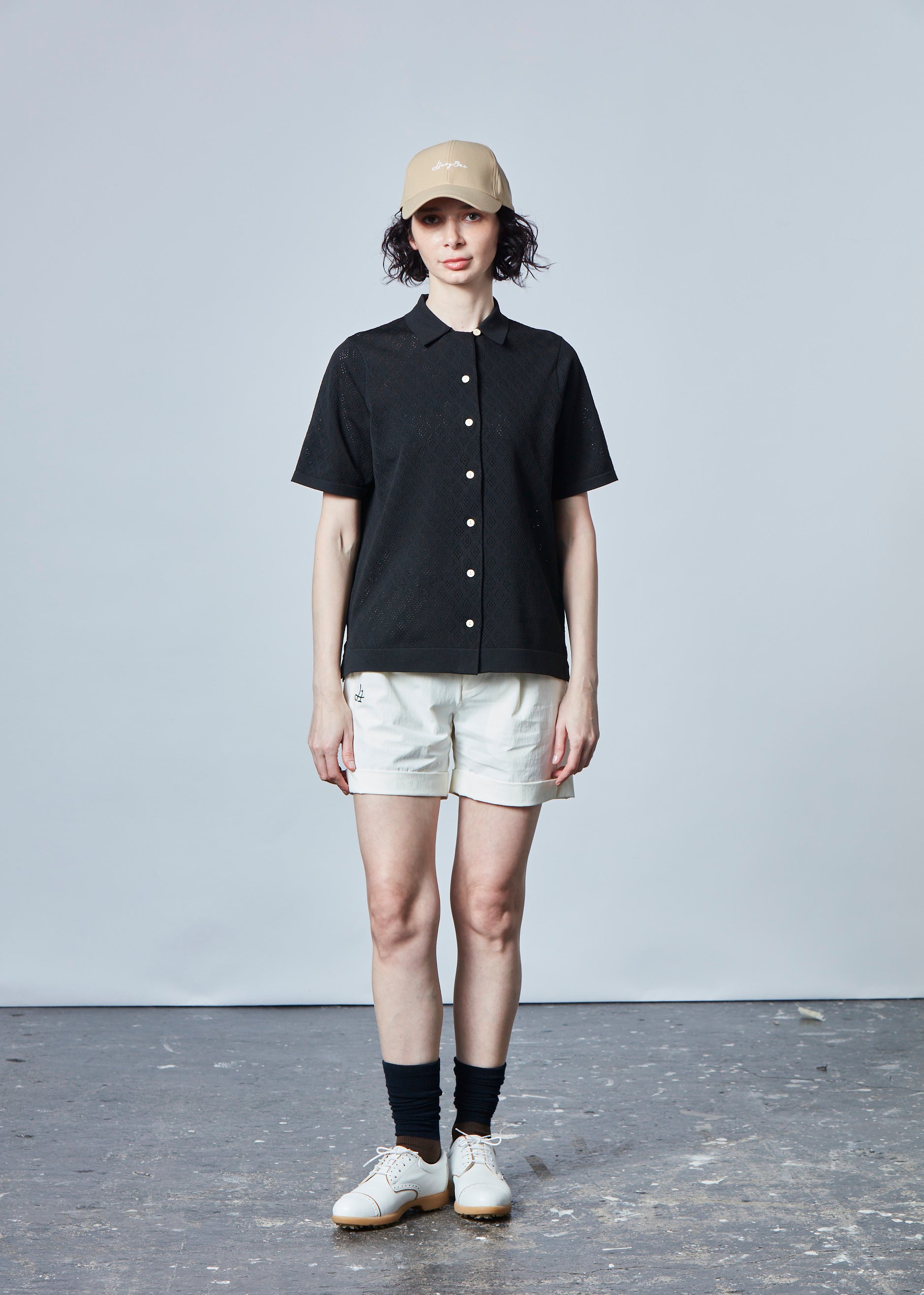 【NEW】オープンカラードライニットシャツ・レディース