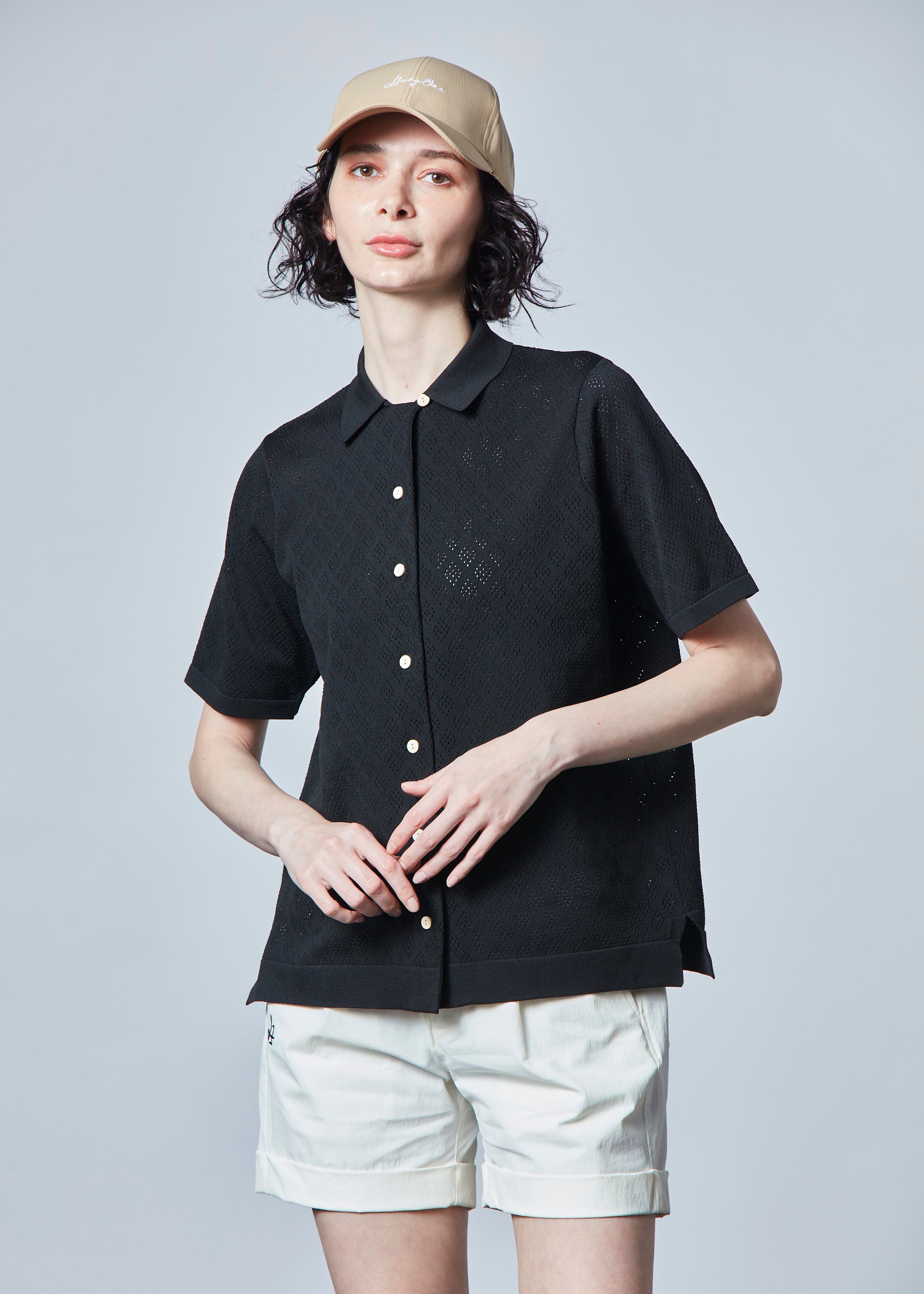 【NEW】オープンカラードライニットシャツ・レディース