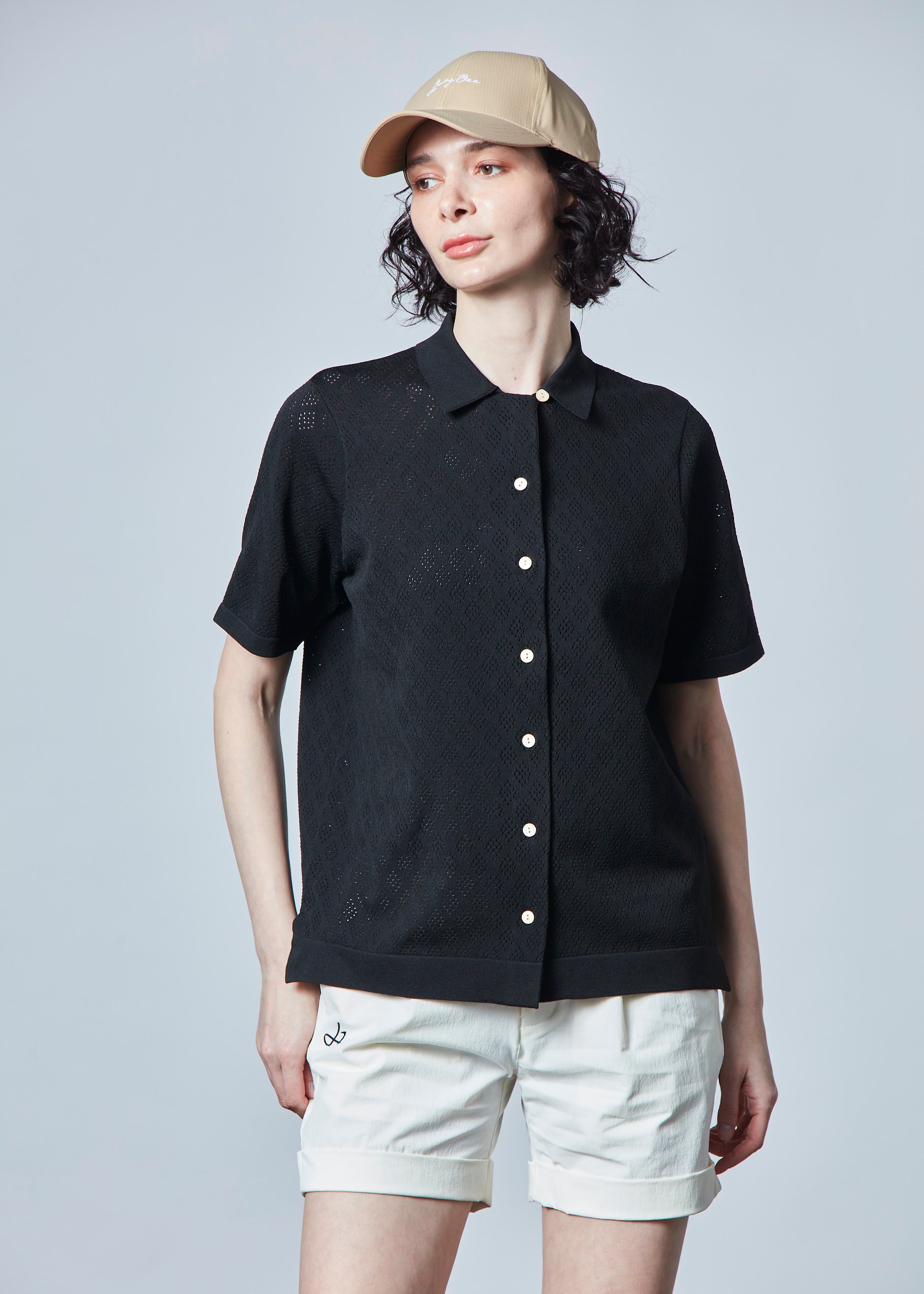 【NEW】オープンカラードライニットシャツ・レディース