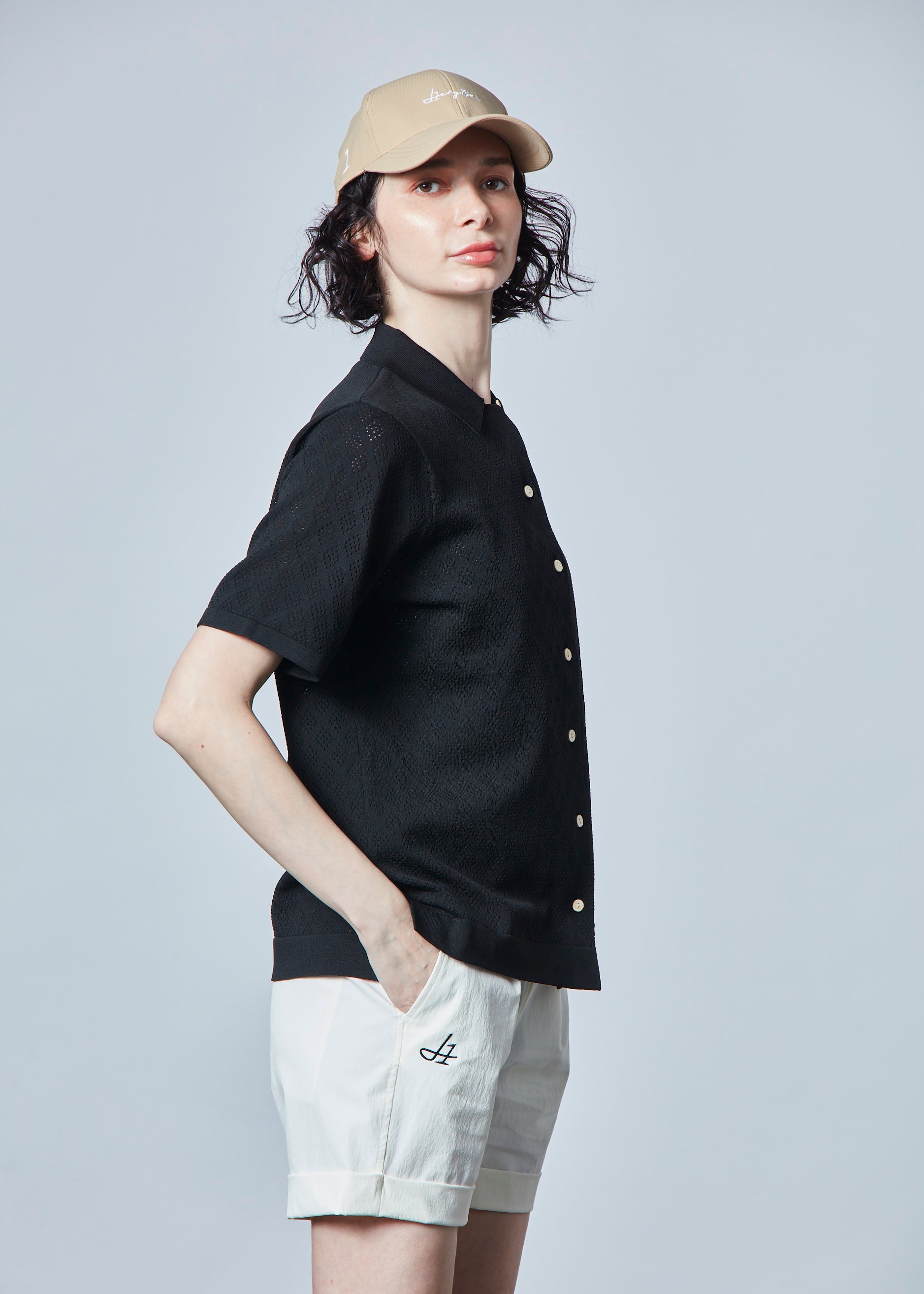 【NEW】オープンカラードライニットシャツ・レディース