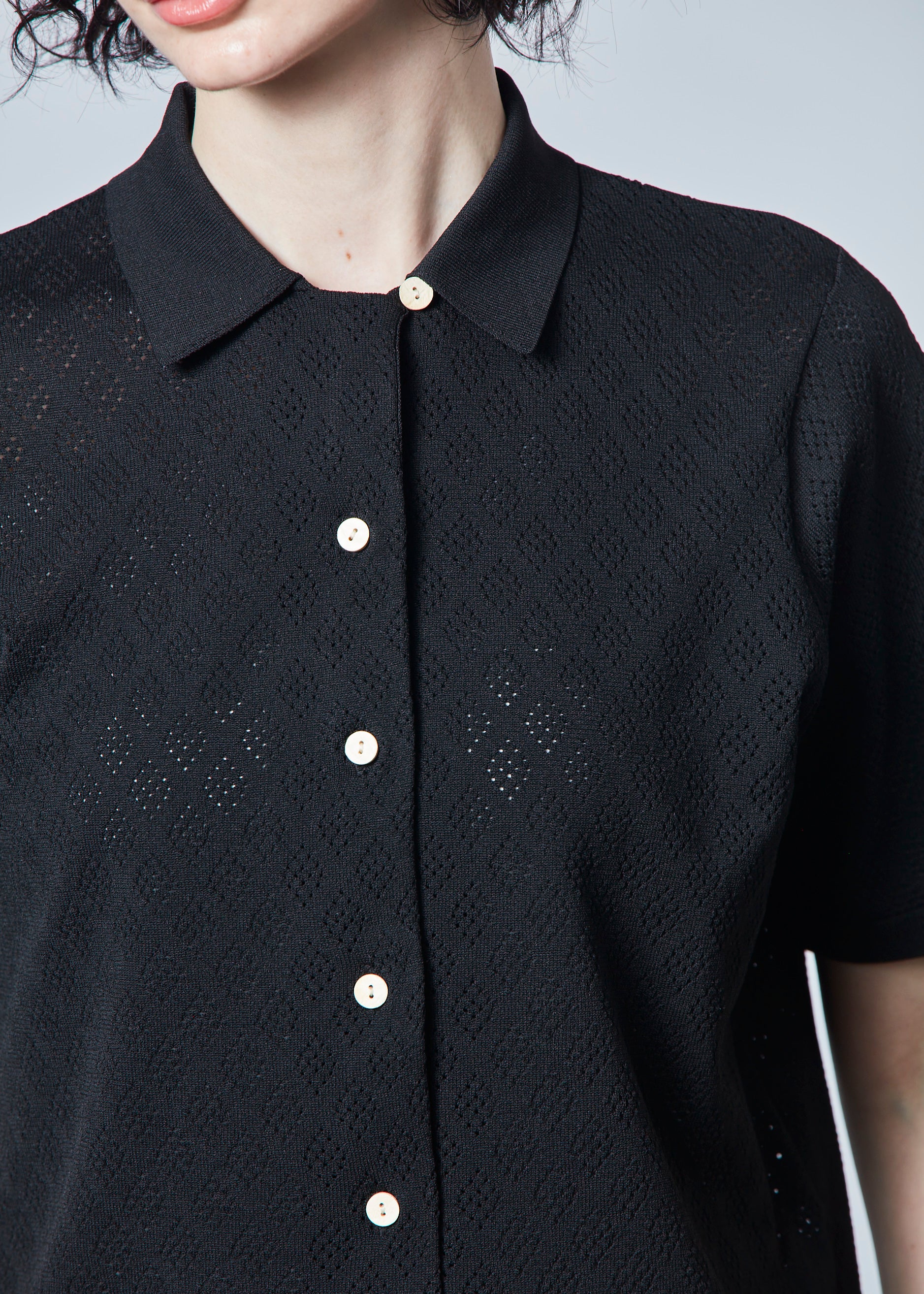 【NEW】オープンカラードライニットシャツ・レディース