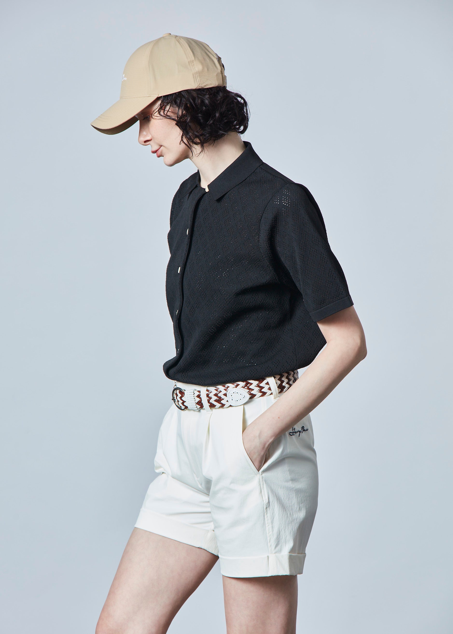 【NEW】オープンカラードライニットシャツ・レディース