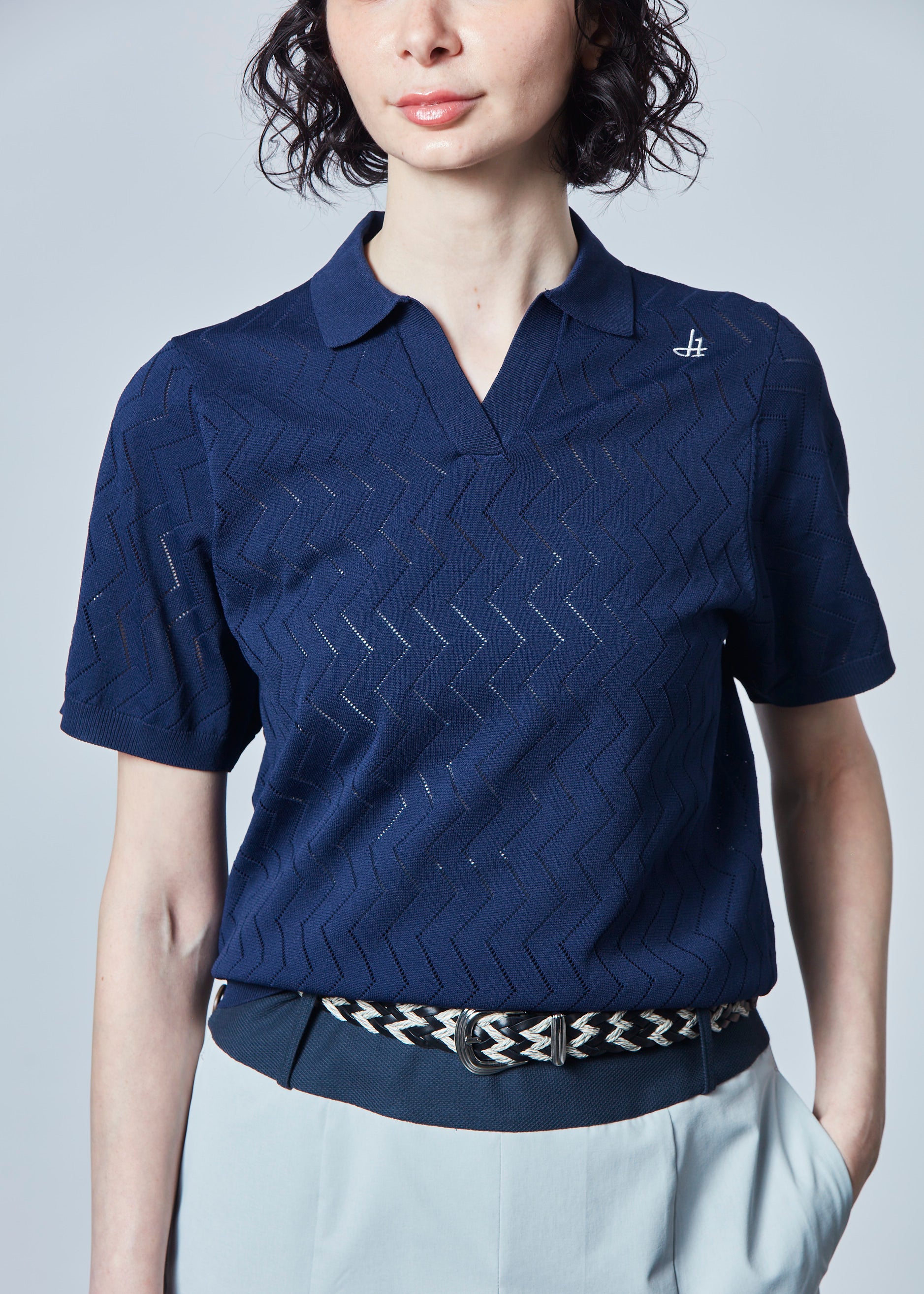 【NEW】スキッパーメッシュニットポロ