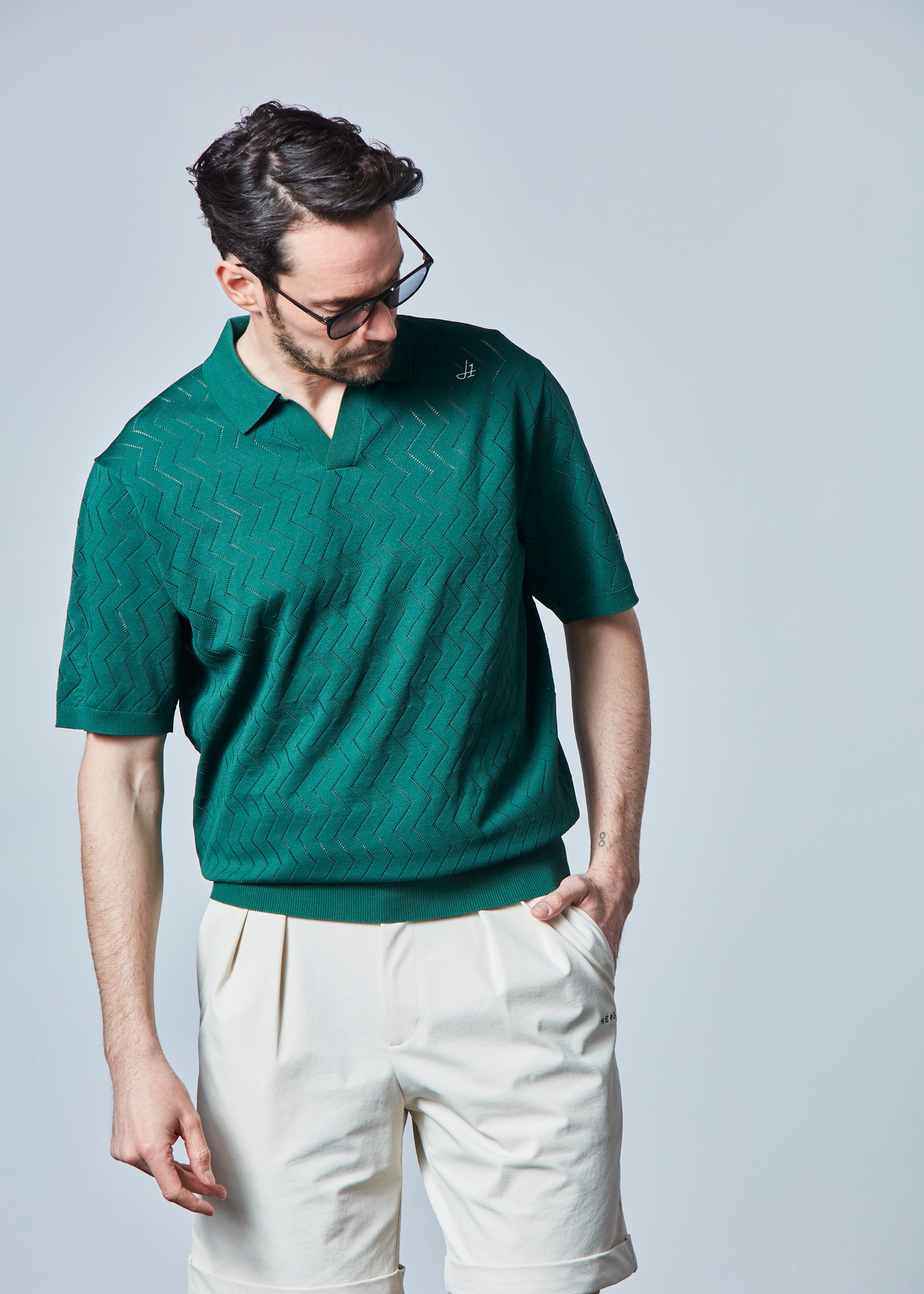 【NEW】スキッパーメッシュニットポロ