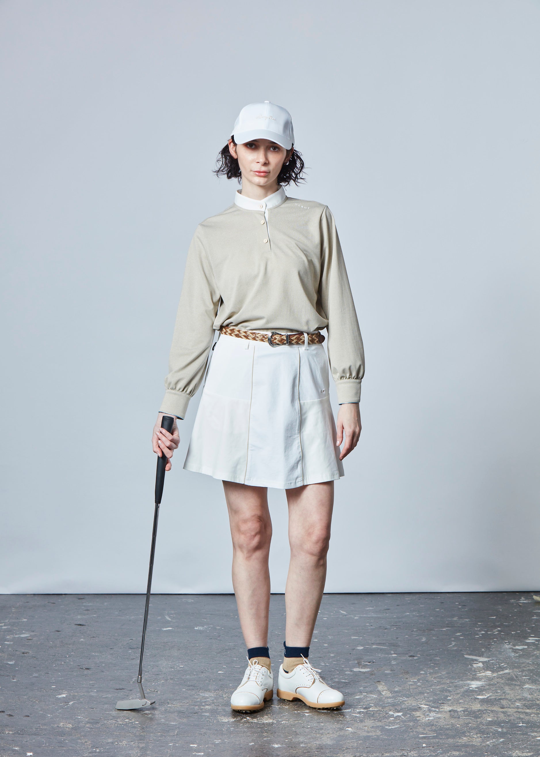 【NEW】スタンドカラーピケポロブラウス