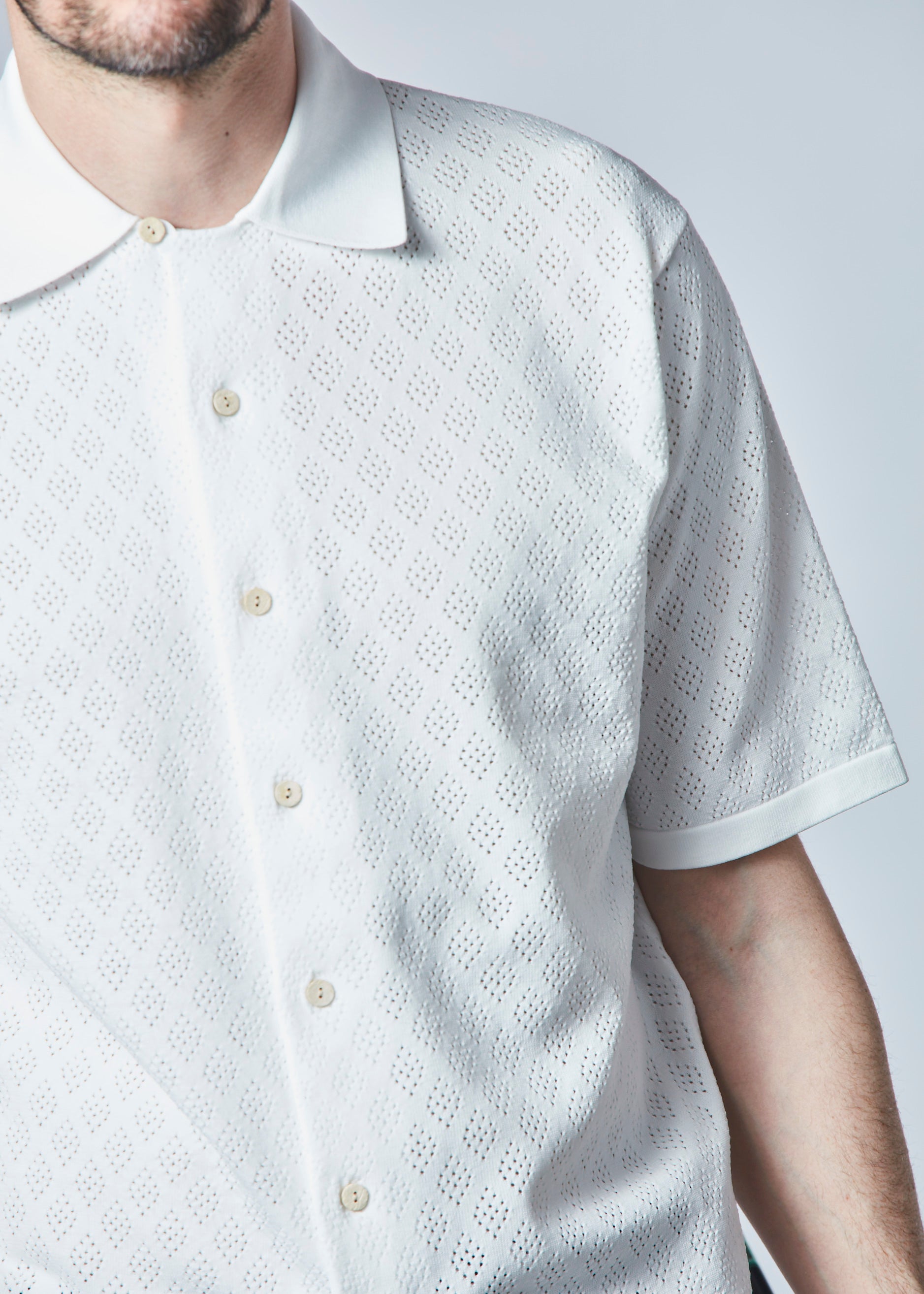 【NEW】オープンカラードライニットシャツ・メンズ