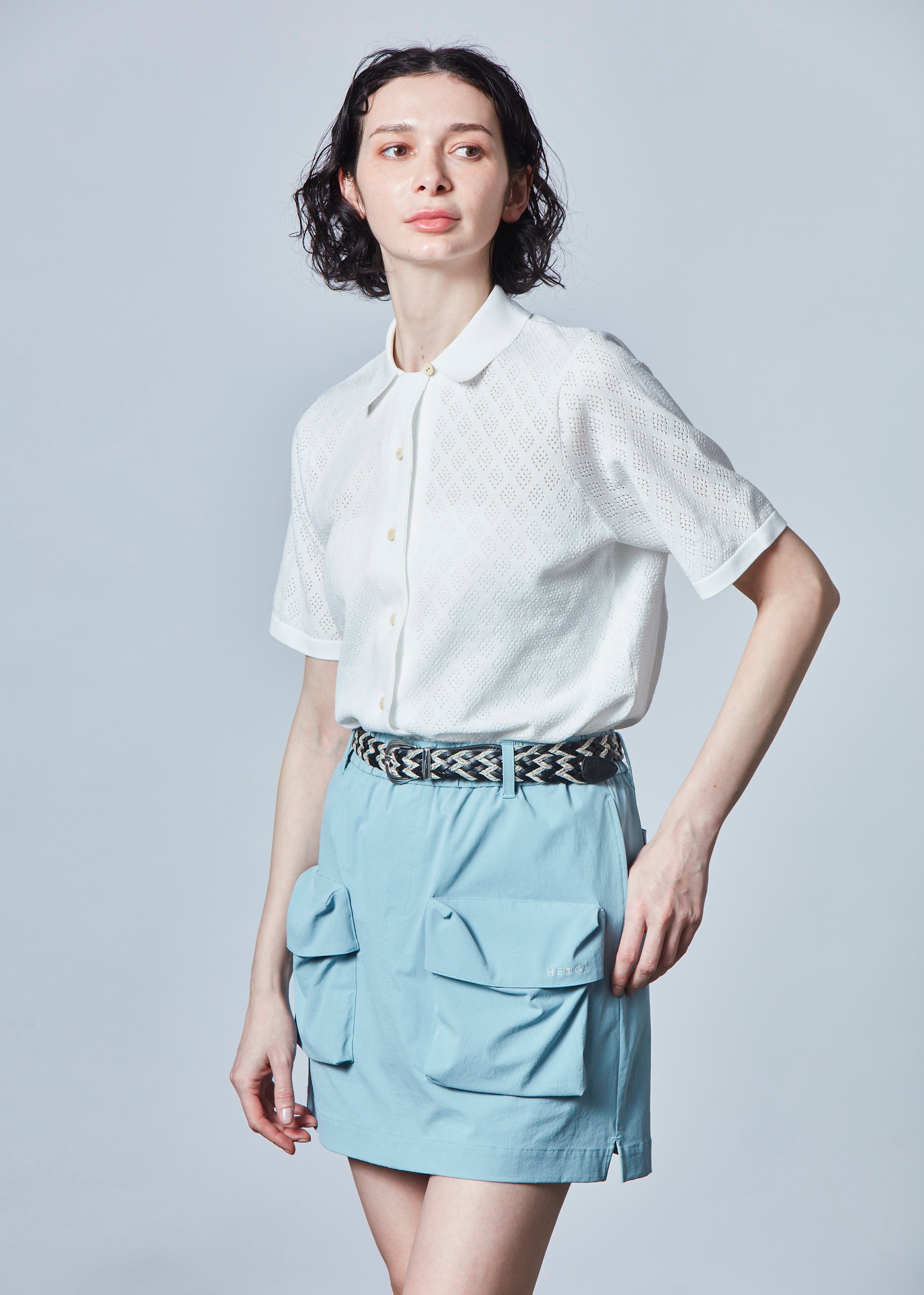 【NEW】オープンカラードライニットシャツ・レディース