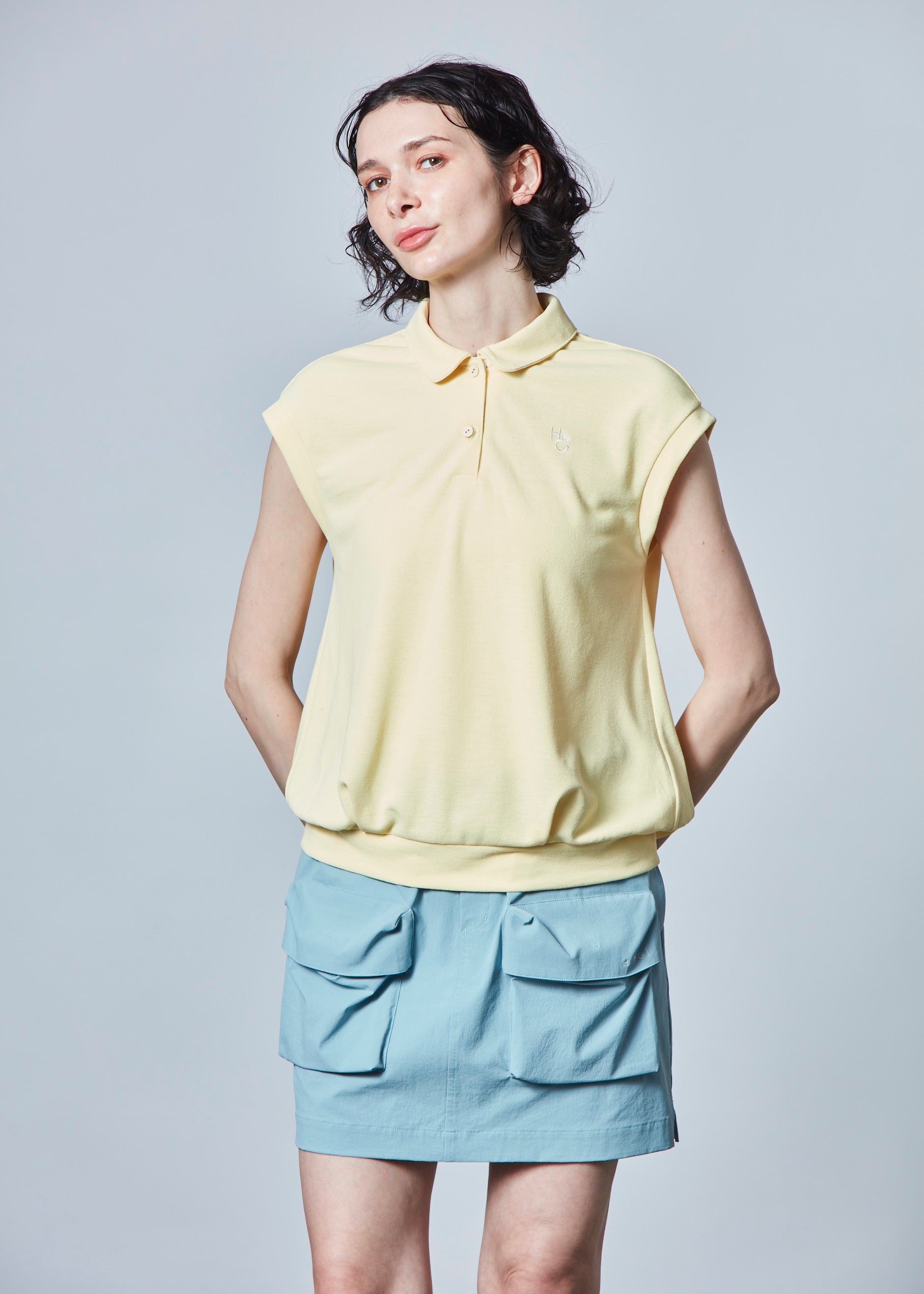 【NEW】フレンチスリーブコットンライクポロ
