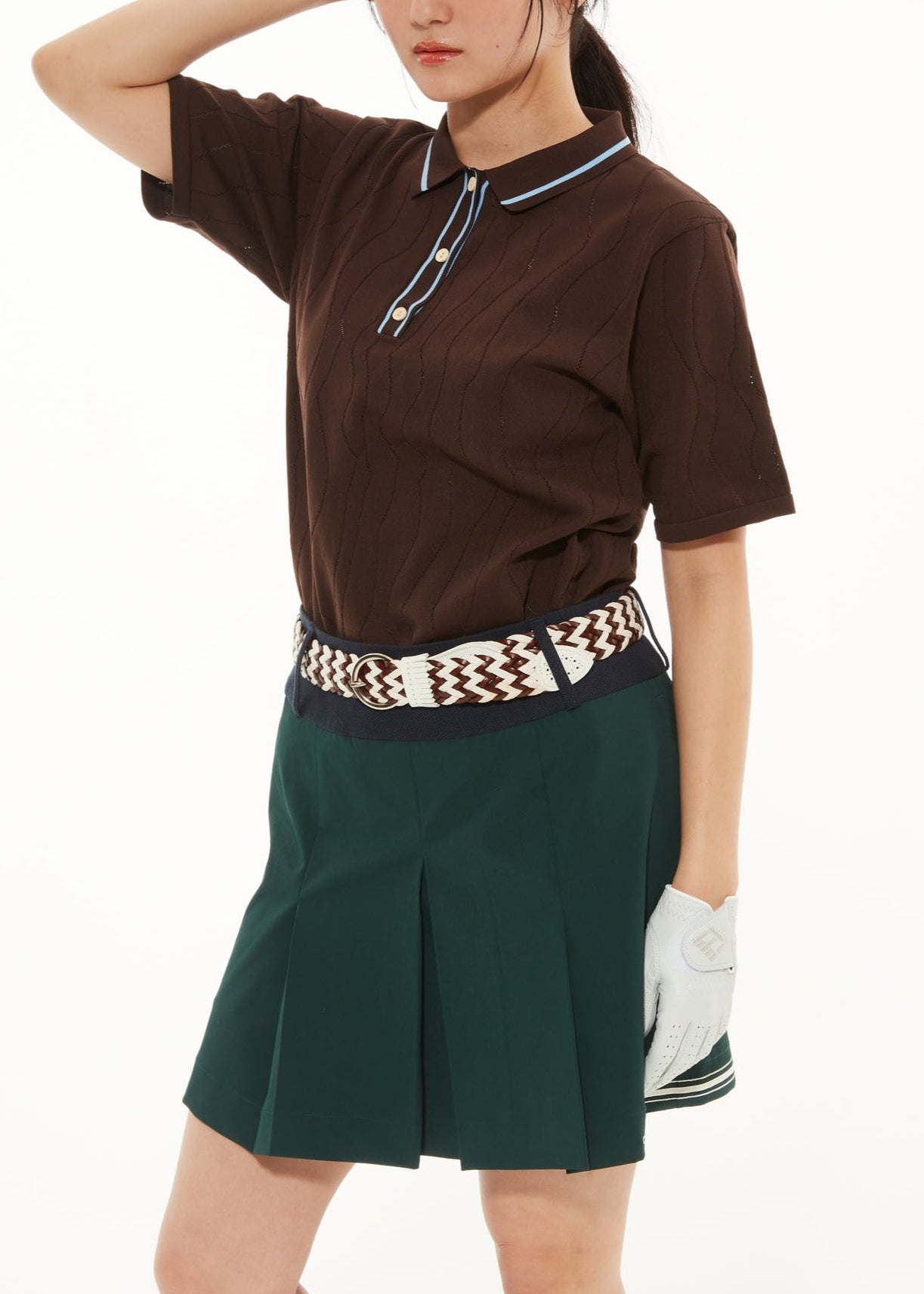 LIGHT WAVY STRIPE KNIT POLO