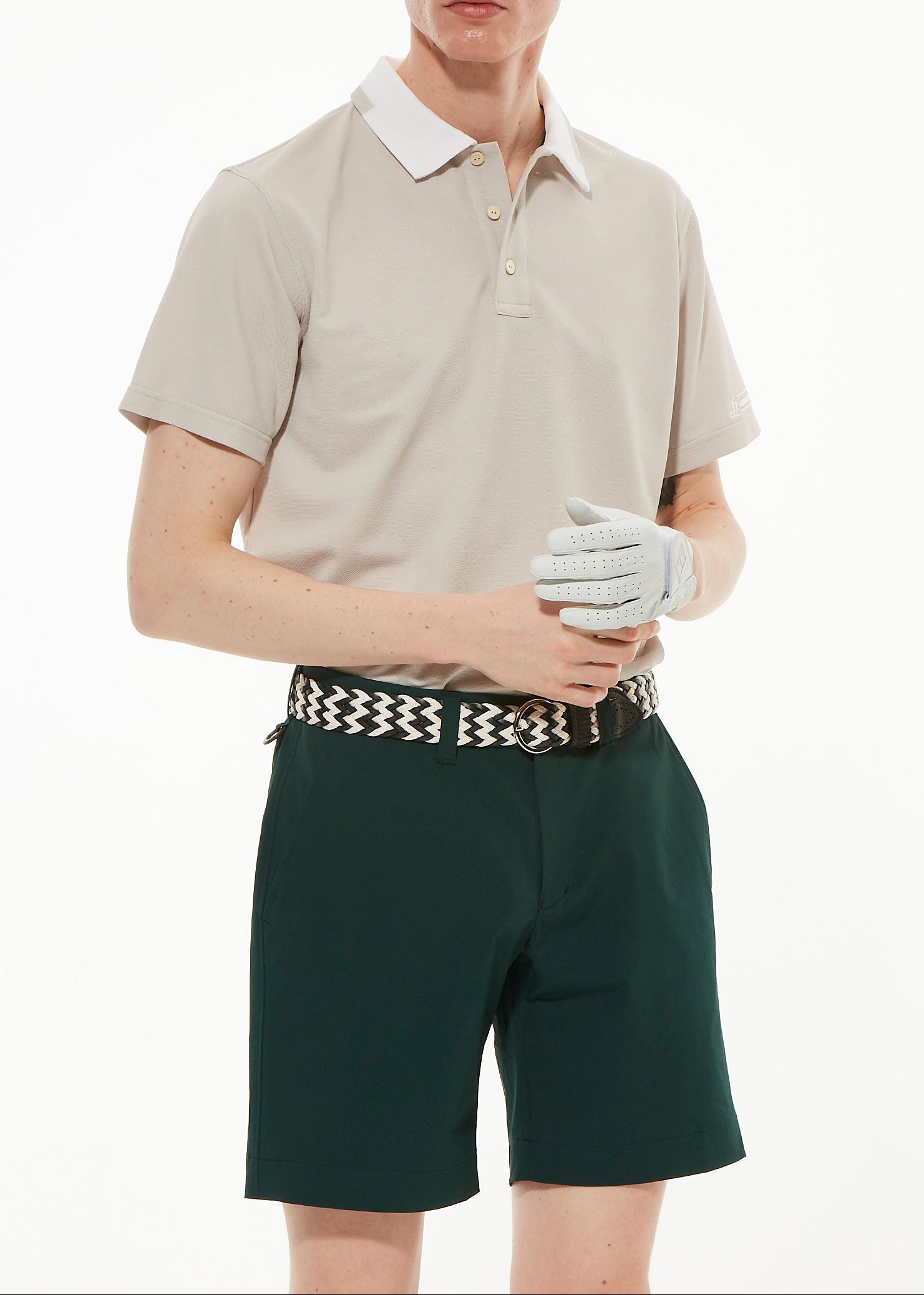 PRINT COLLOR ＆THREE-LINE H EMBROIDERY POLO
