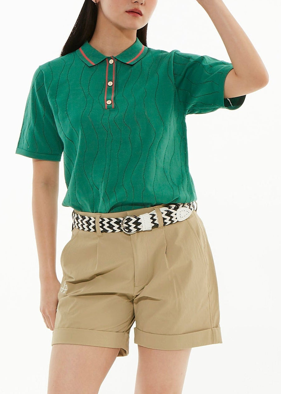 LIGHT WAVY STRIPE KNIT POLO