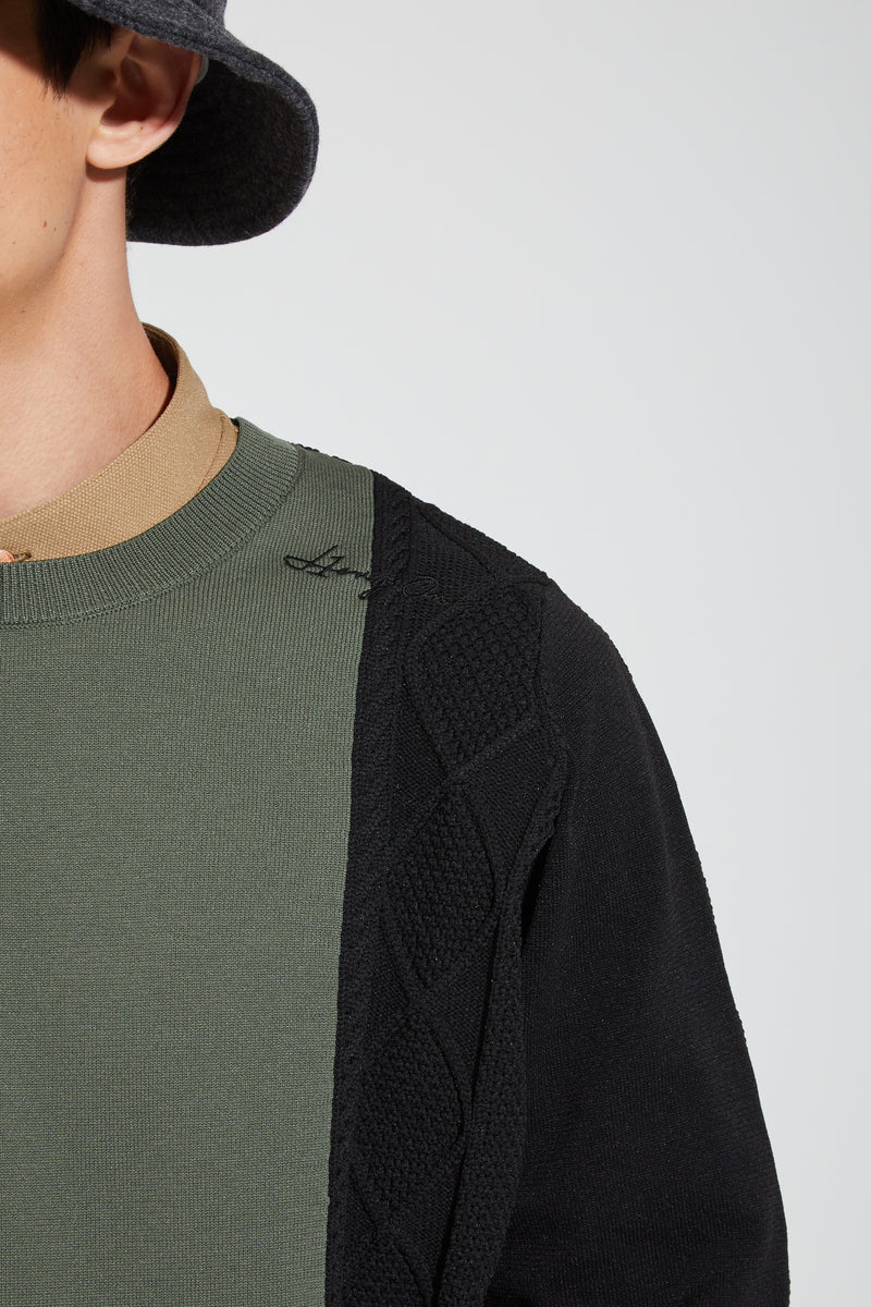 【2024 NEW】MENS CABLE MIX CRUE NECK KNIT