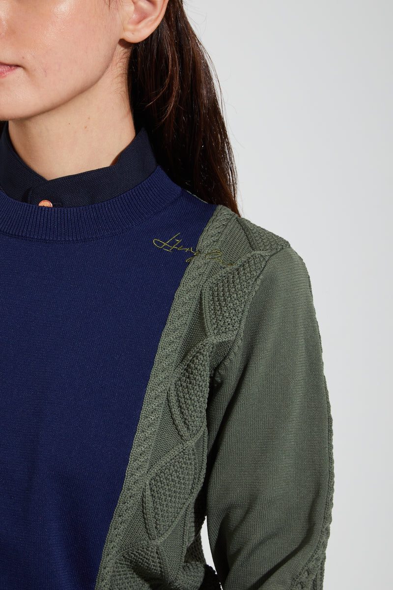 【2024 NEW】WOMENS CABLE MIX  CRUE NECK KNIT