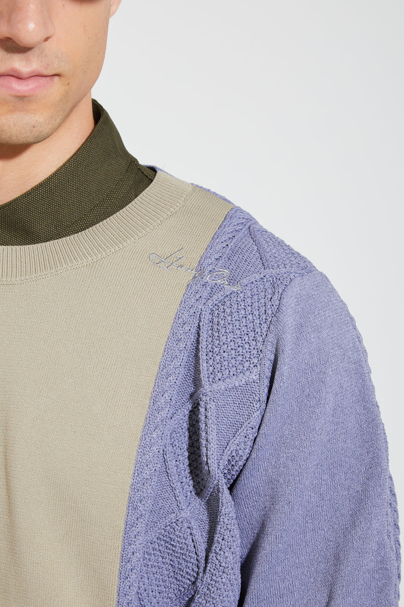 【2024 NEW】MENS CABLE MIX CRUE NECK KNIT